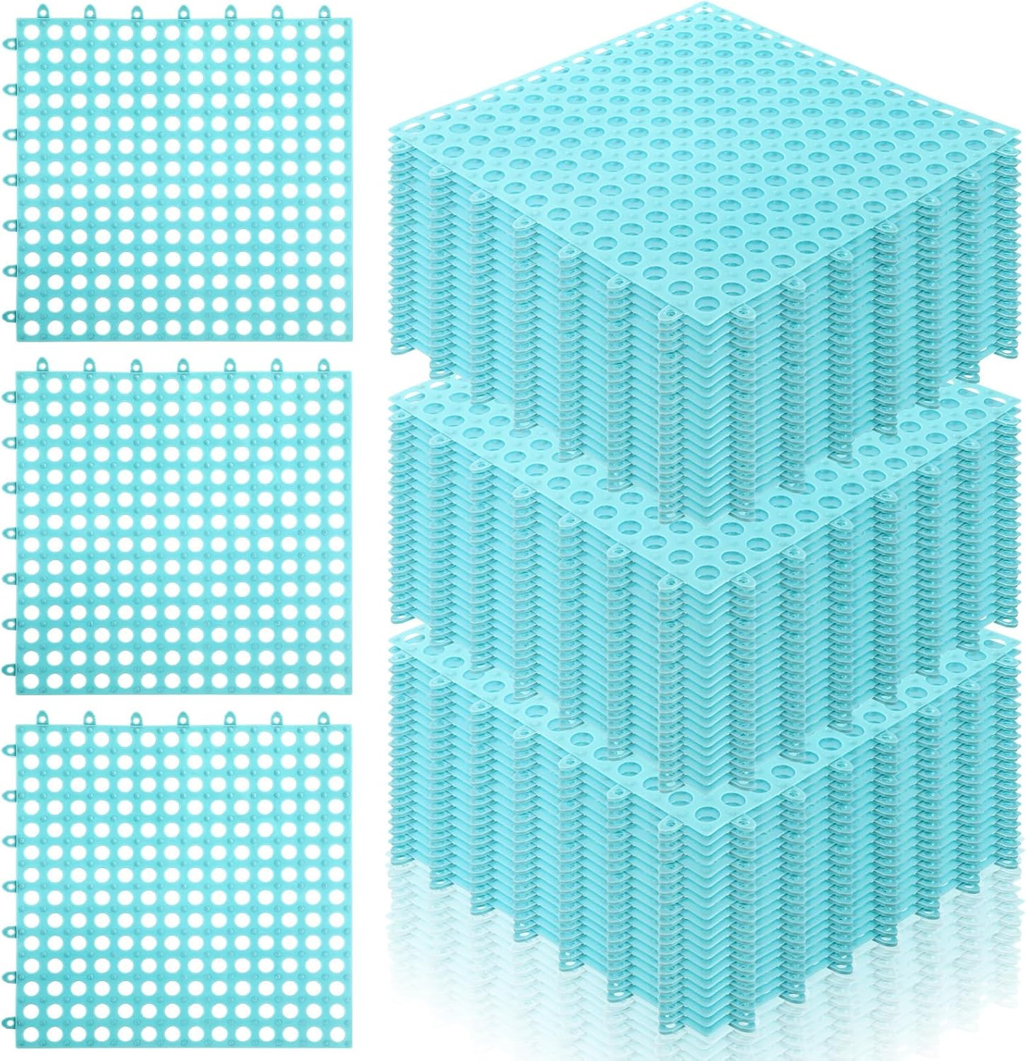 50 Pcs 11×11 Interlocking Drainage Tiles Non Slip Floor Mats TPE Bathroom Patio
