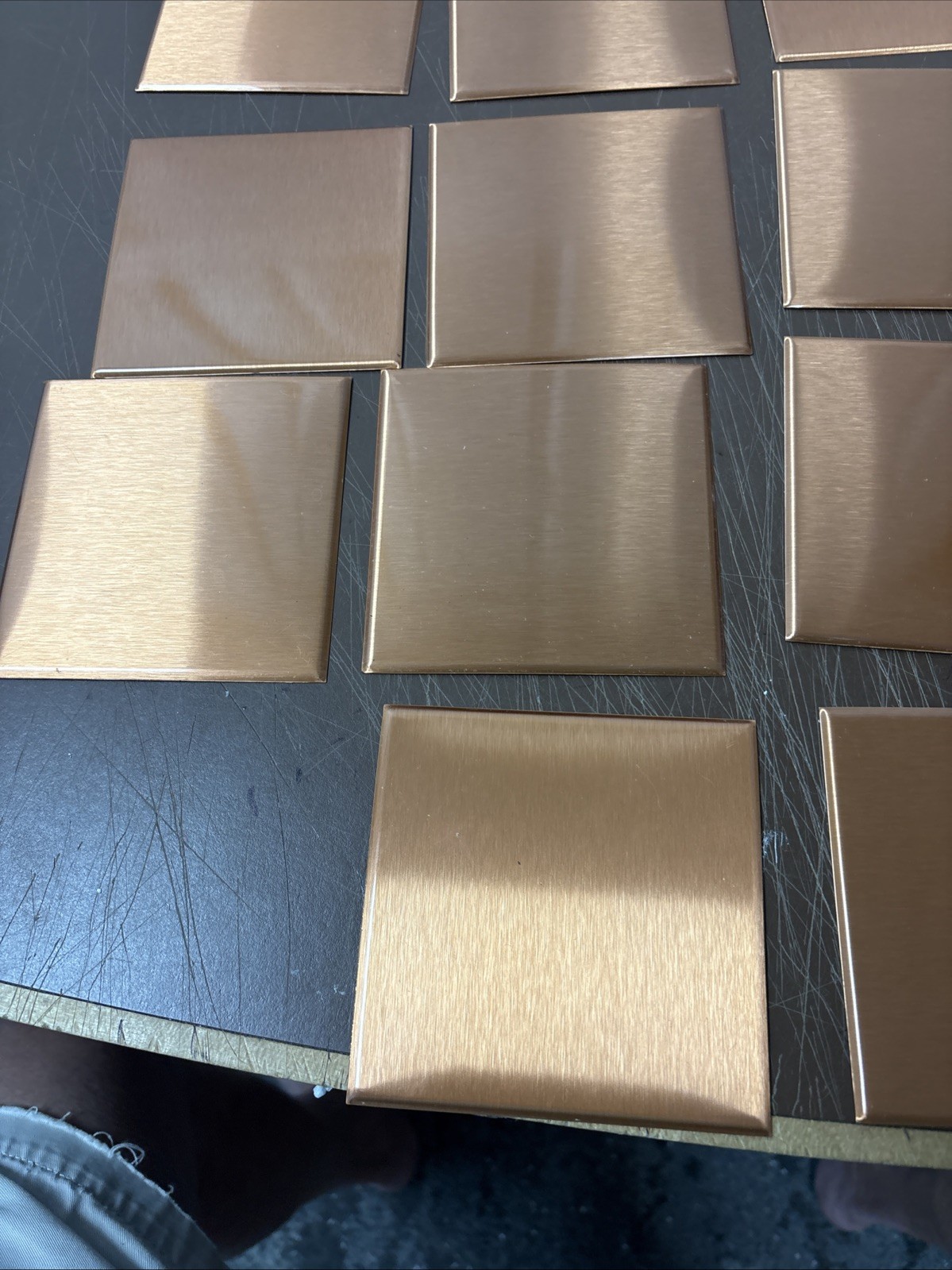 24 COPPER Square Tile 4 1/4” Square Vintage Smooth Brushed Kitchen Bathroom