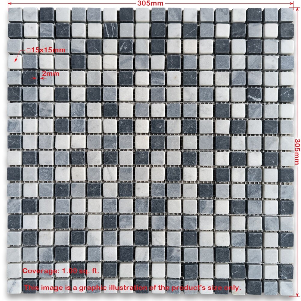 C227XT Carrara White Bardiglio Gray Marble Square Mosaic Tile