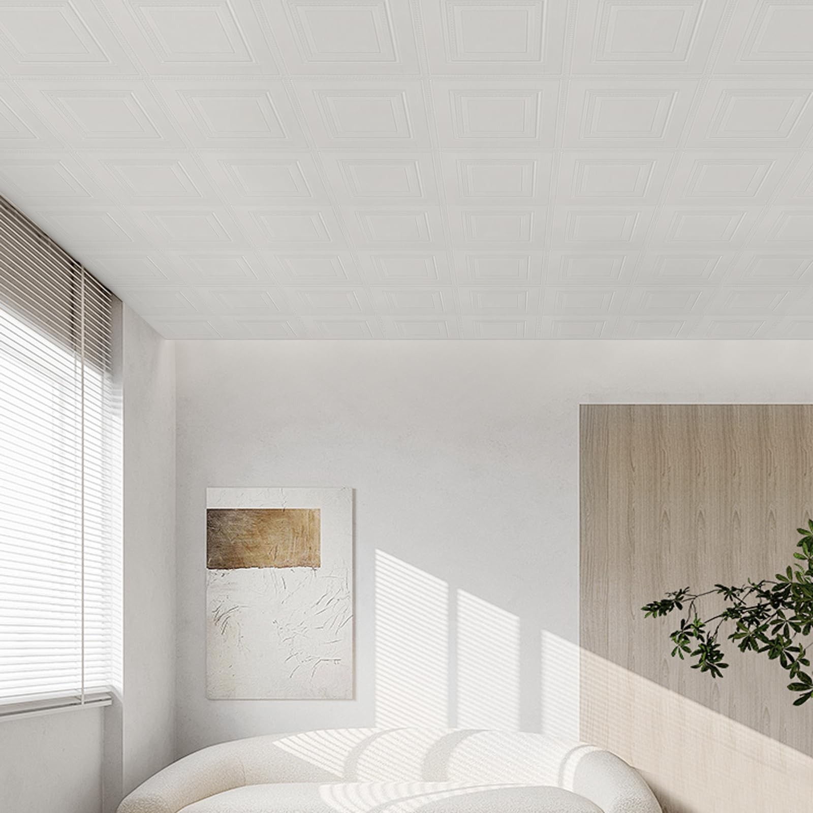 32 PCS Covered 42 Sq.Ft, Ceiling Tiles, Ceiling Tiles Peel and Stick, Self-Ad…