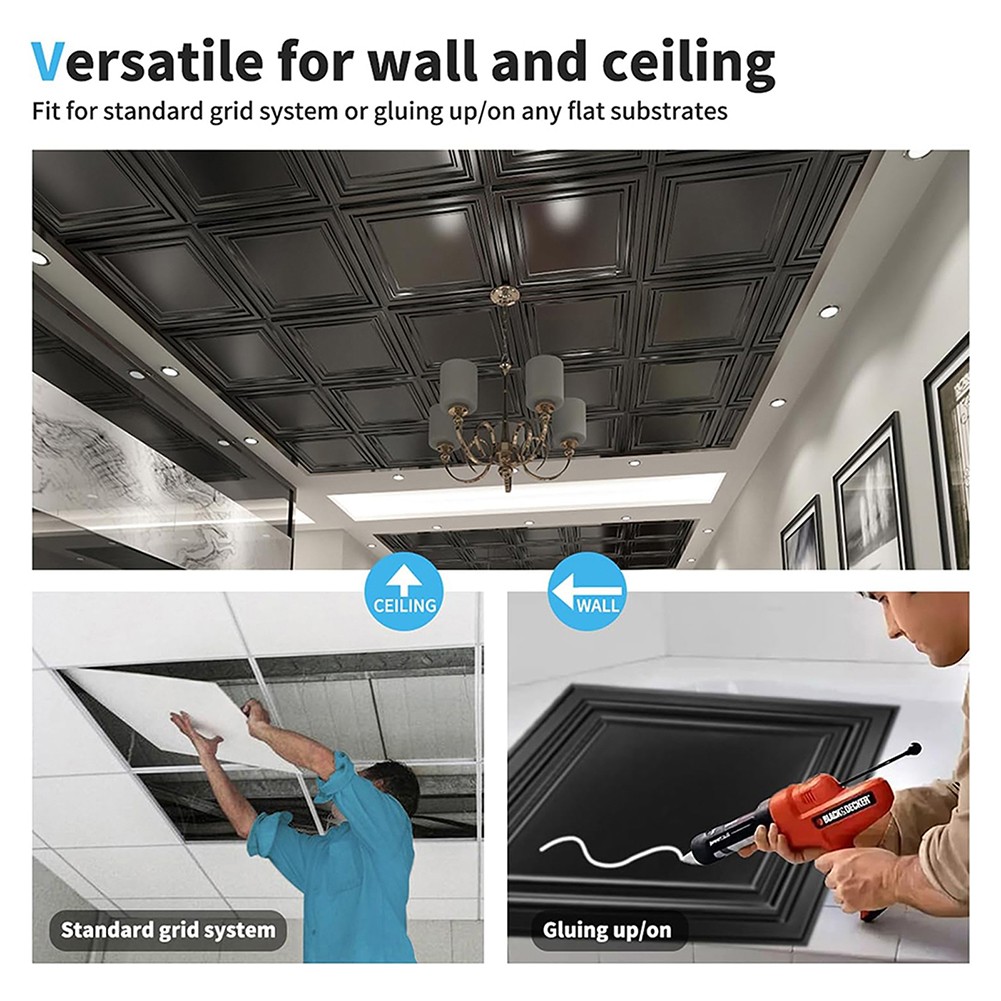 12/24/36Pack Drop Ceiling Tiles PVC Wall Panels Waterproof 3D Decorative 30*30cm
