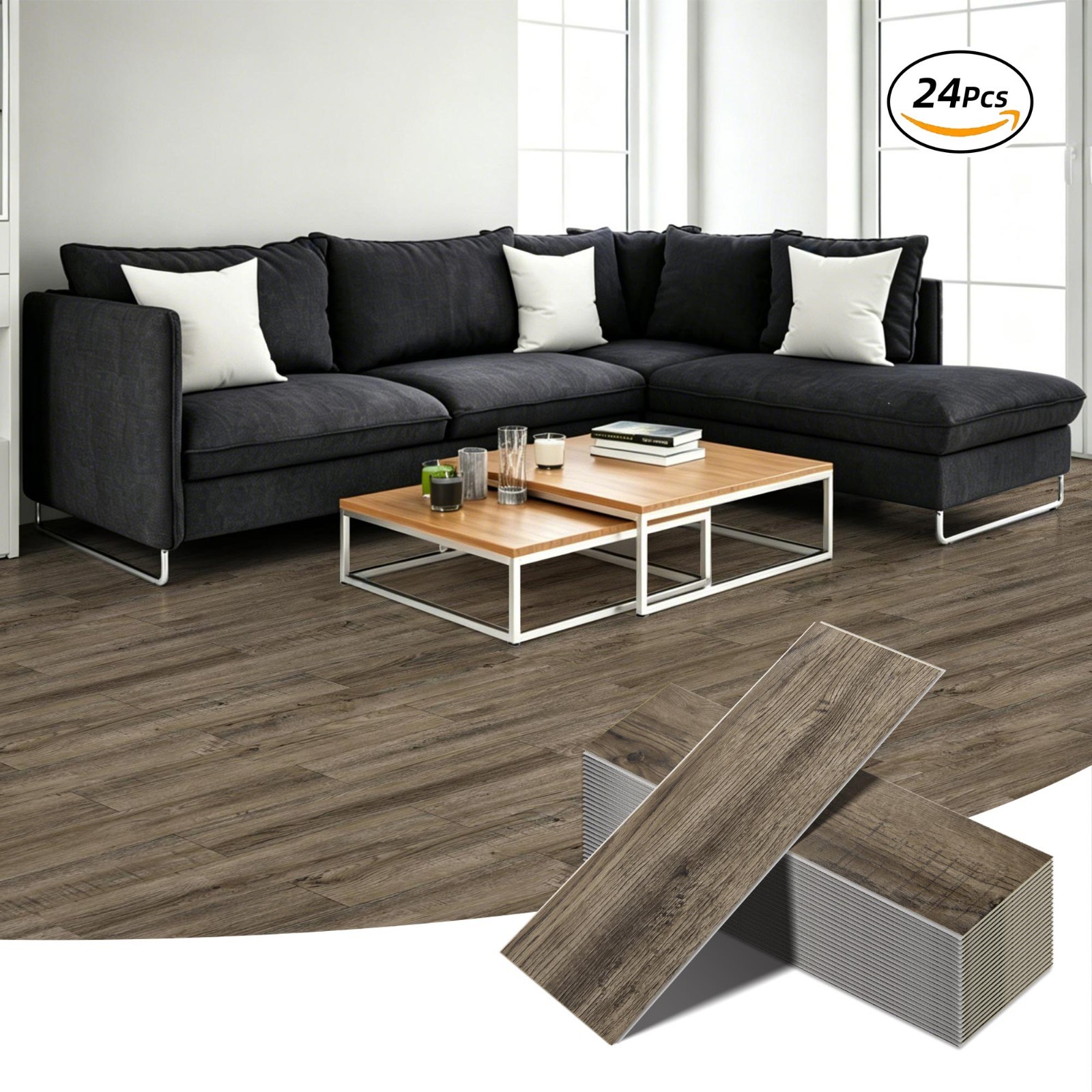 SPC Vinyl Flooring Planks Waterproof Click Lock Wood Grain Floor Tile 23.9 Sq.Ft