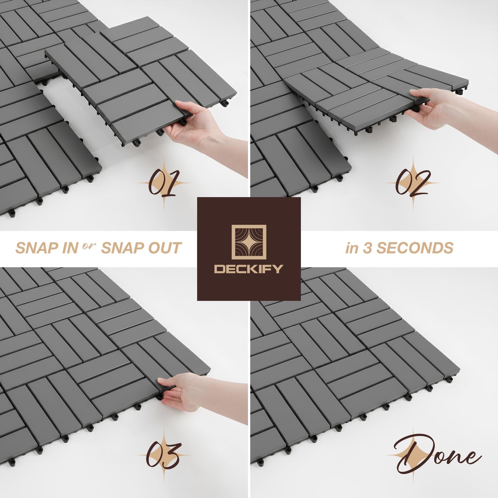 9Pcs Acacia Wood Interlocking Patio Deck Tiles, 12 x 12 x 0.9 Inch Outdoor Fl…