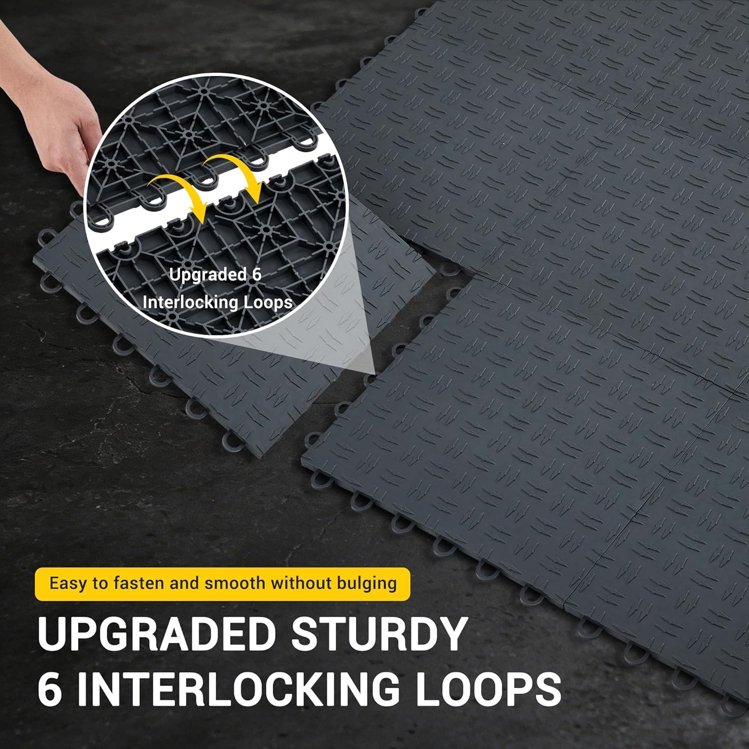 50/100 Pack Interlocking Garage Floor Tiles 12×12 Heavy Duty PVC Nonslip Diamond
