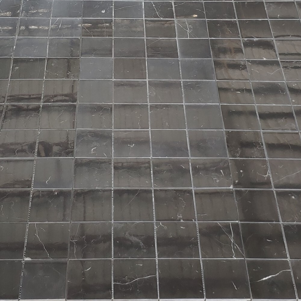 N27XP Nero Marquina Black Marble 3×3 Square Mosaic Tile Polished