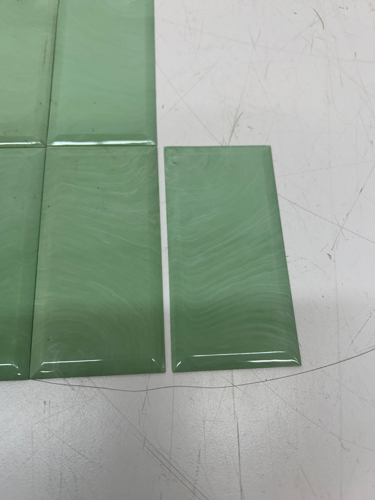 Lot 42 Unused Vtg MCM Plastic Wall Tiles Marbled Blue Green 4 1/4″ x 2 1/8″