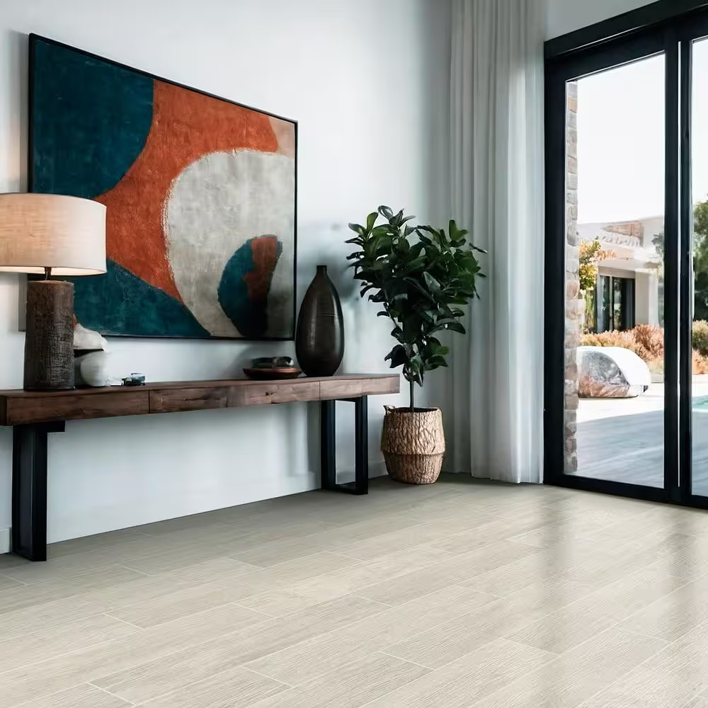 Capel Bianco 6 In. X 24 In. Matte Ceramic Wood Look Floor and Wall Tile (17 Sq.