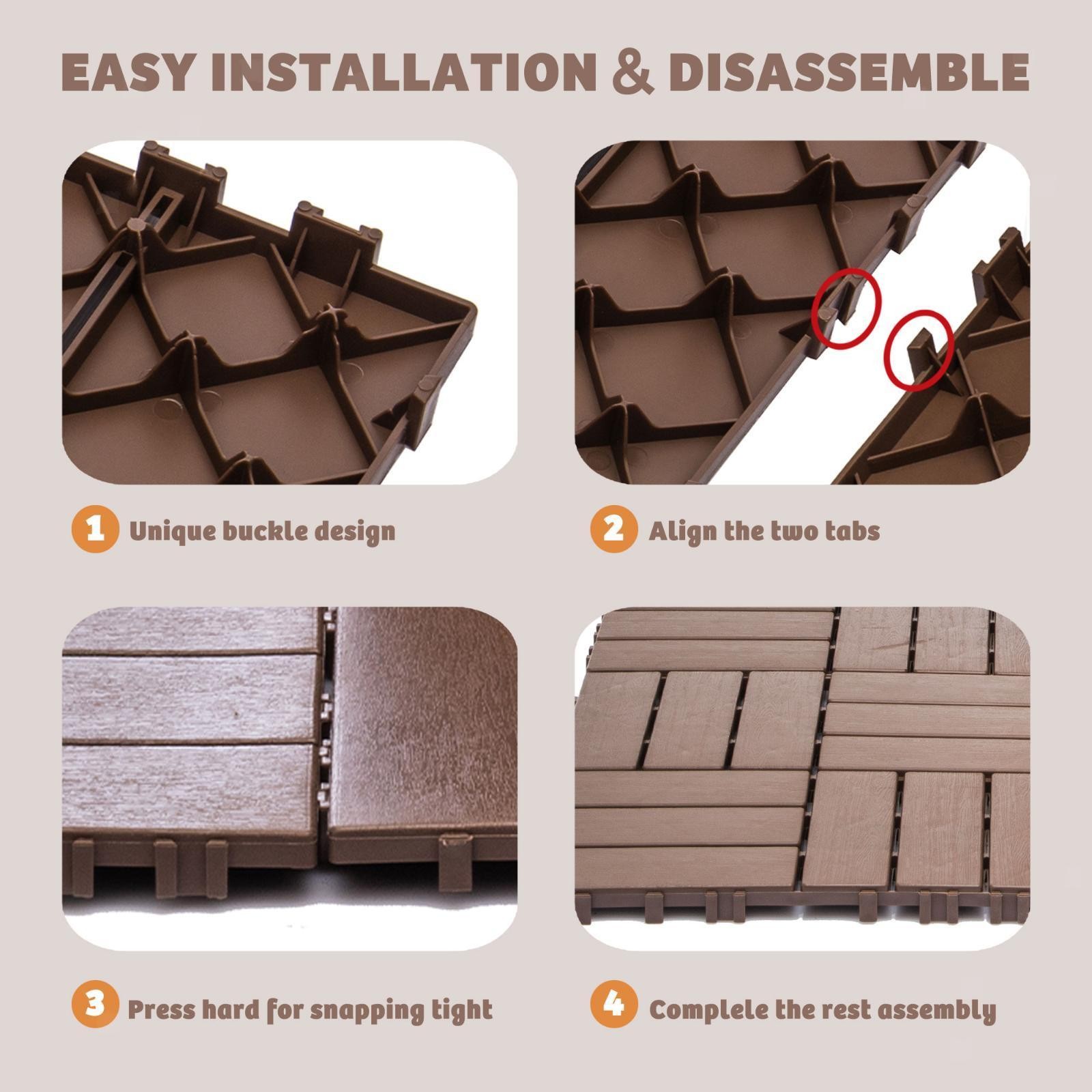 Interlocking Deck Tiles 68-Pack, 61.60 Sq.Ft, Waterproof, Composite Wood-Resin,