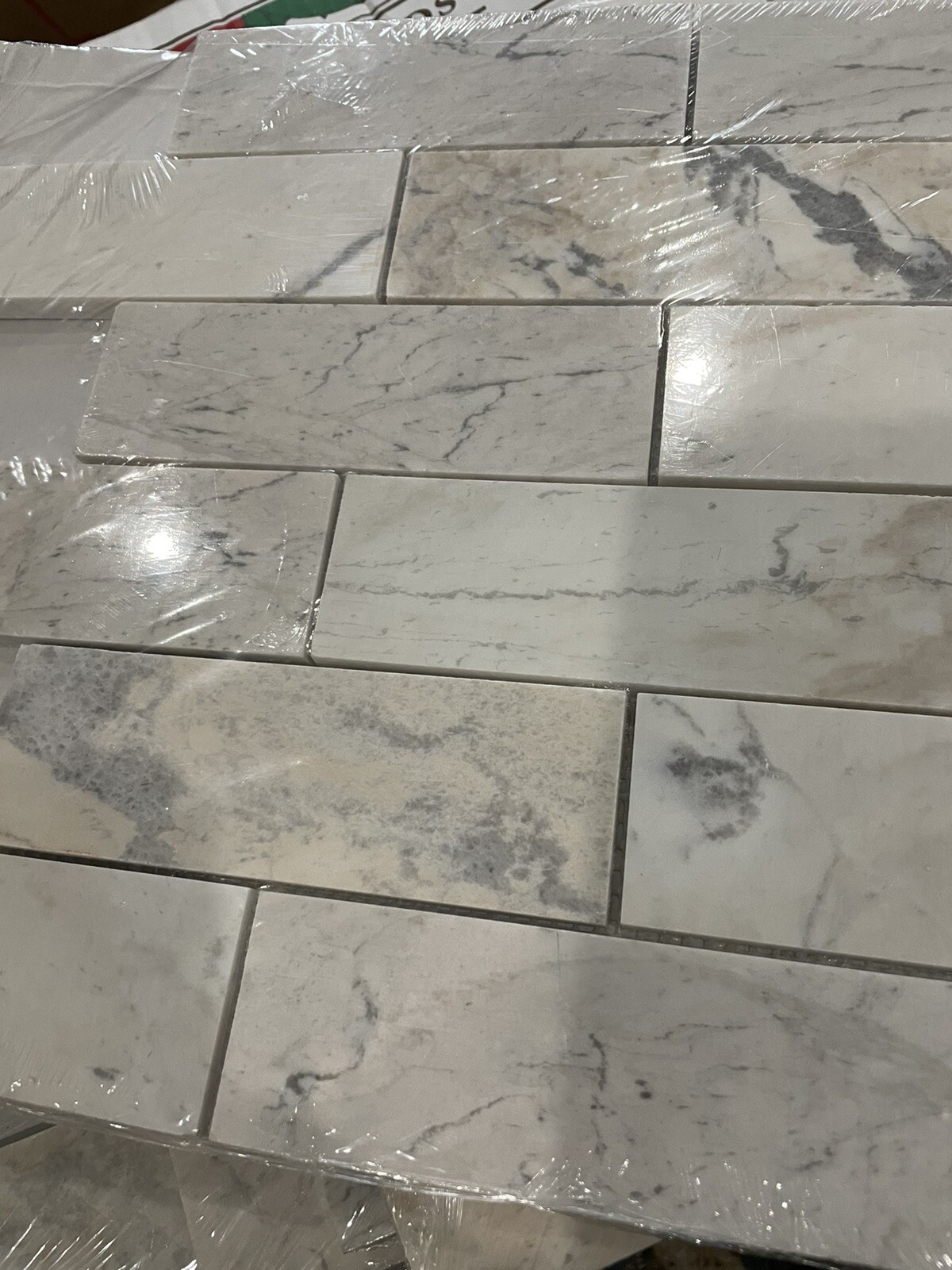 6x Angora Subway 11.81 in X 11.81 In. X 10 Mm Polished Marble Mosaic Tile 5.82SF