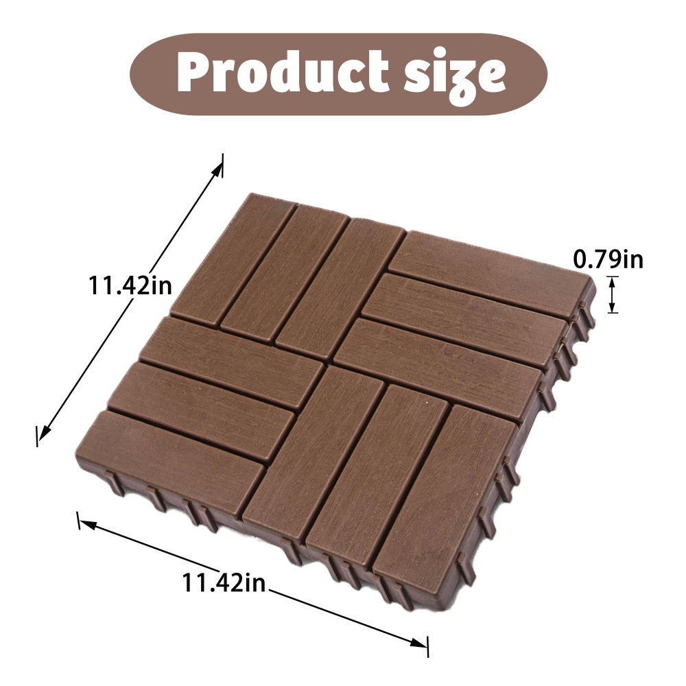 68-Pack 11.42″x11.42″ Plastic Interlocking Deck Tiles – 61.60 Sq.Ft Outdoor