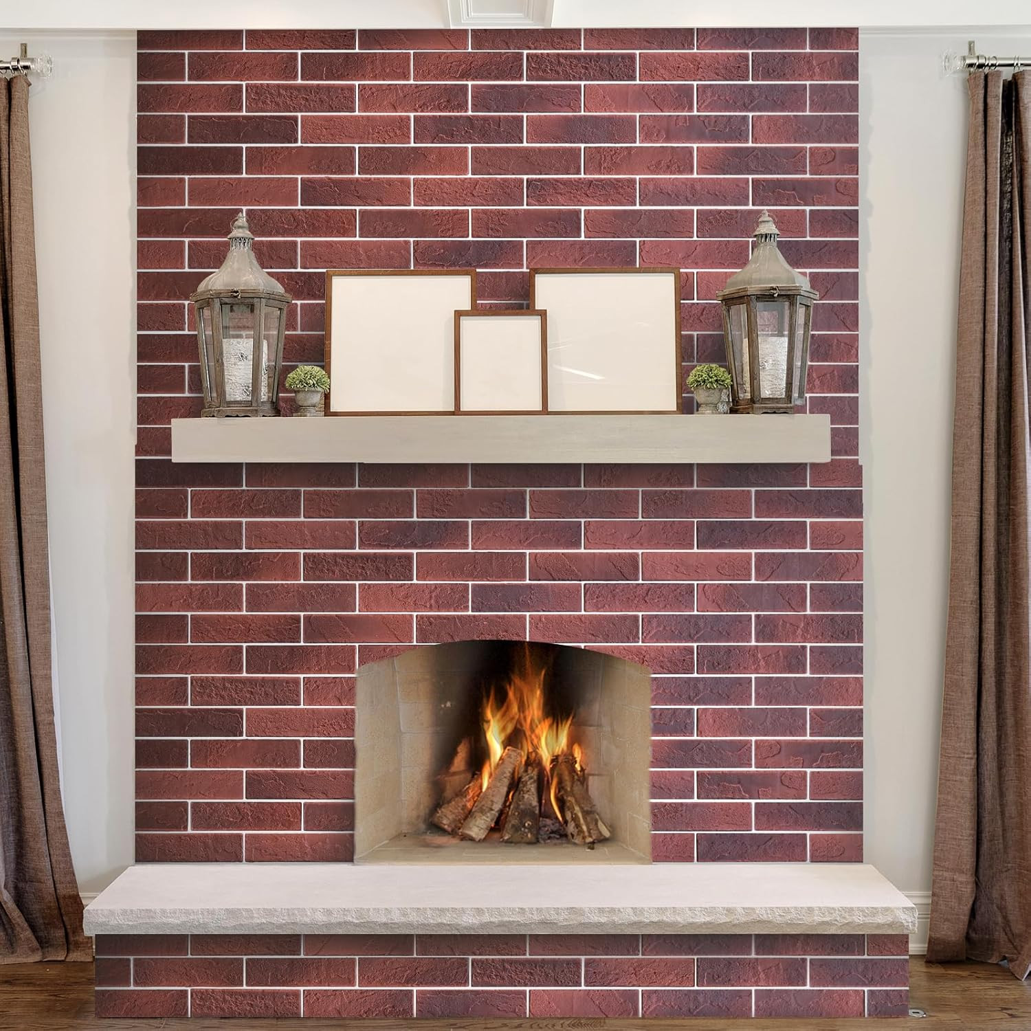 100 Vintage Red 3D Faux Brick Wall Tiles for Home Decor (14.2 Sq Ft)