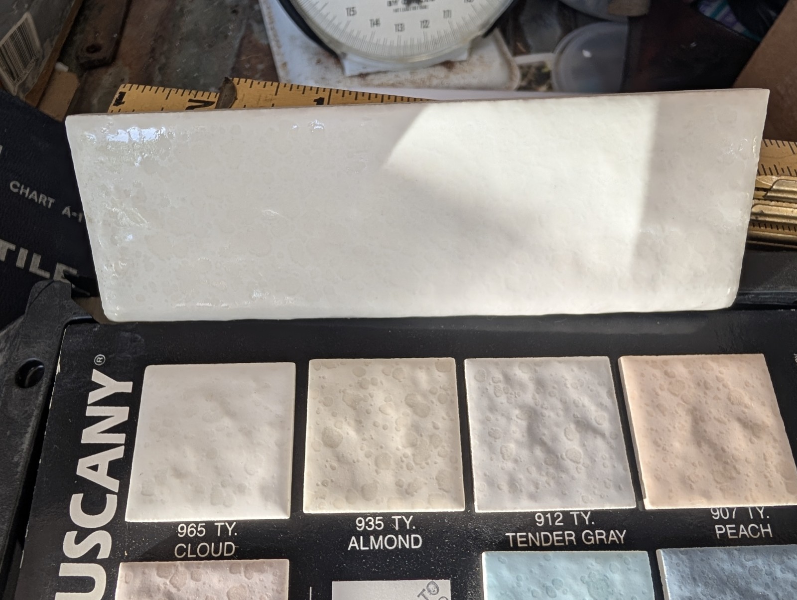 2 pcs Tuscany Cloud #965 American Olean Bullnose Tile S4269 2×6″ Made In USA