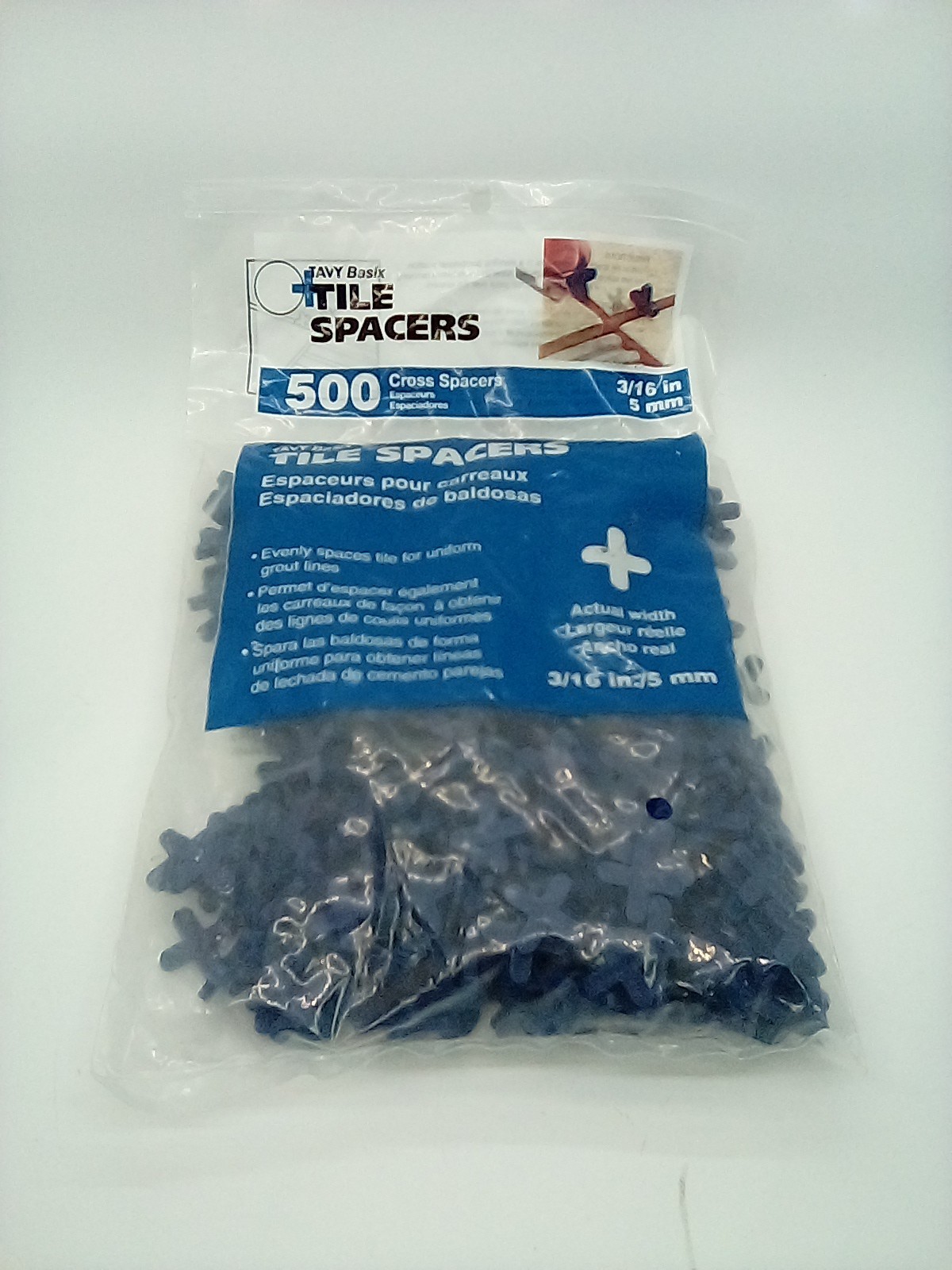 3 PACKs of 500 Cross Plastic Tile Spacer TAVY Basix 3/16″ 5mm 1,500 TOTAL