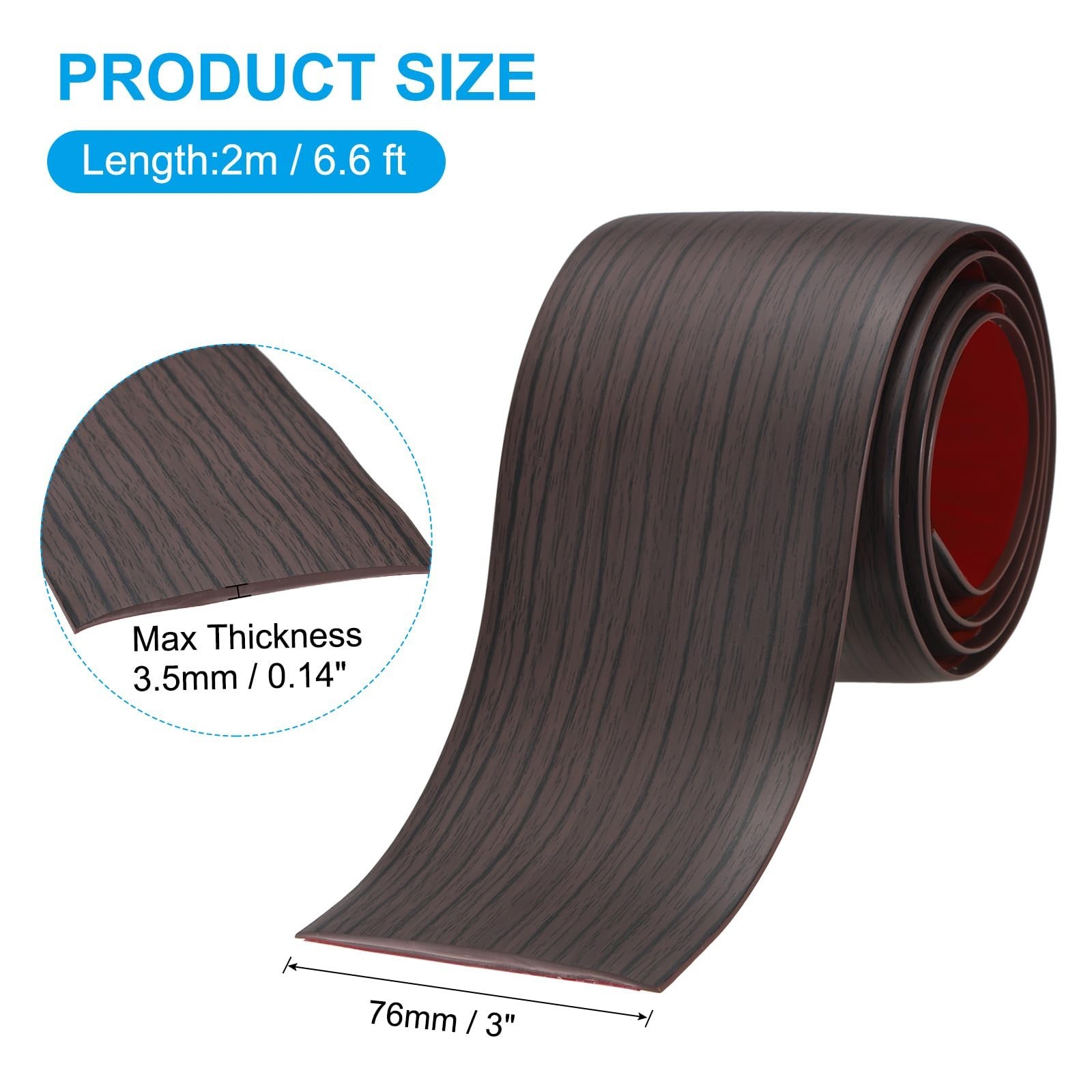 PATIKIL Self Adhesive Floor Transition Strip 3 in x 6.6 Ft Black Walnut