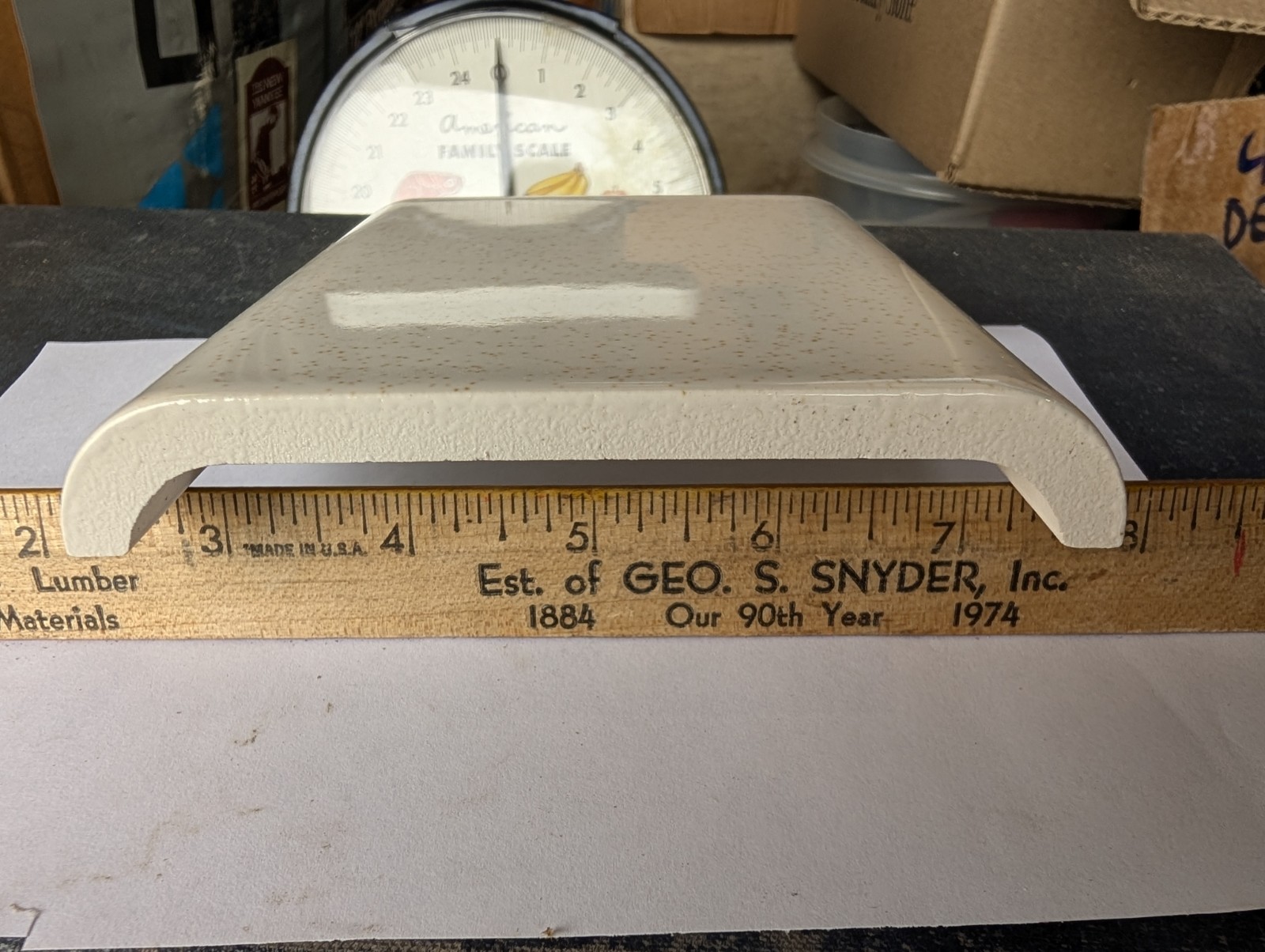1 pc American Olean Gloss Gold Mist #48 A7510 Ceramic Tile Mud Bullnose 5″x6″