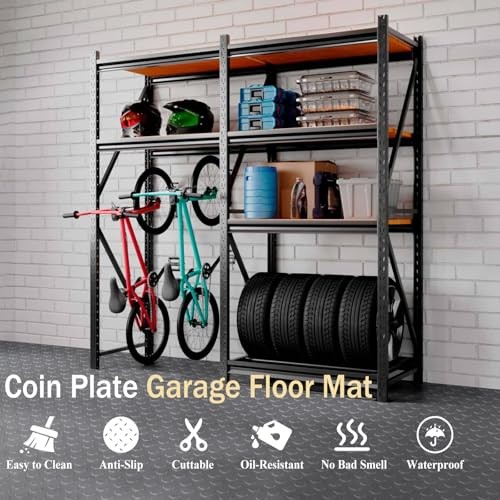 Garage Floor Mat, 2mm Thickened PVC Coin Pattern | Non-Slip 4×30 FT Gray(Coin)