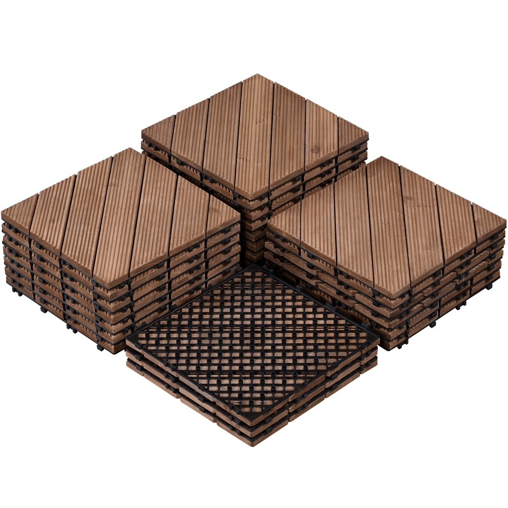 27pcs Wooden Waterproof Plastic Interlocking Flooring Tiles for Garden Deck