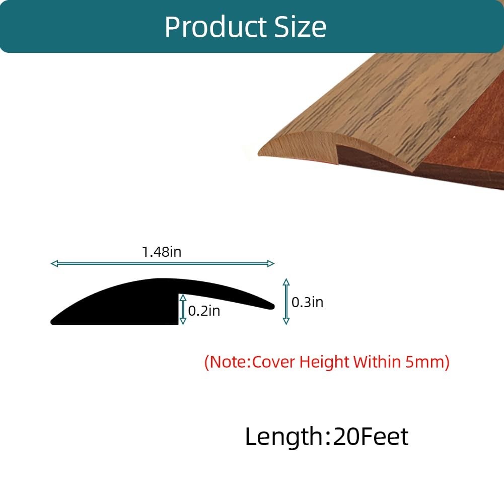 Self-Adhesive Carpet to Tile Transition Strip Edging Trim – 20Ft, Brown, 5mm Hei