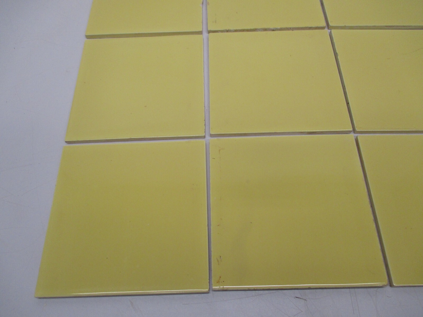 20 Vtg Used Ceramic Tile Yellow 6″ Square Tiles Villeroy&Boch Kitchen Bath