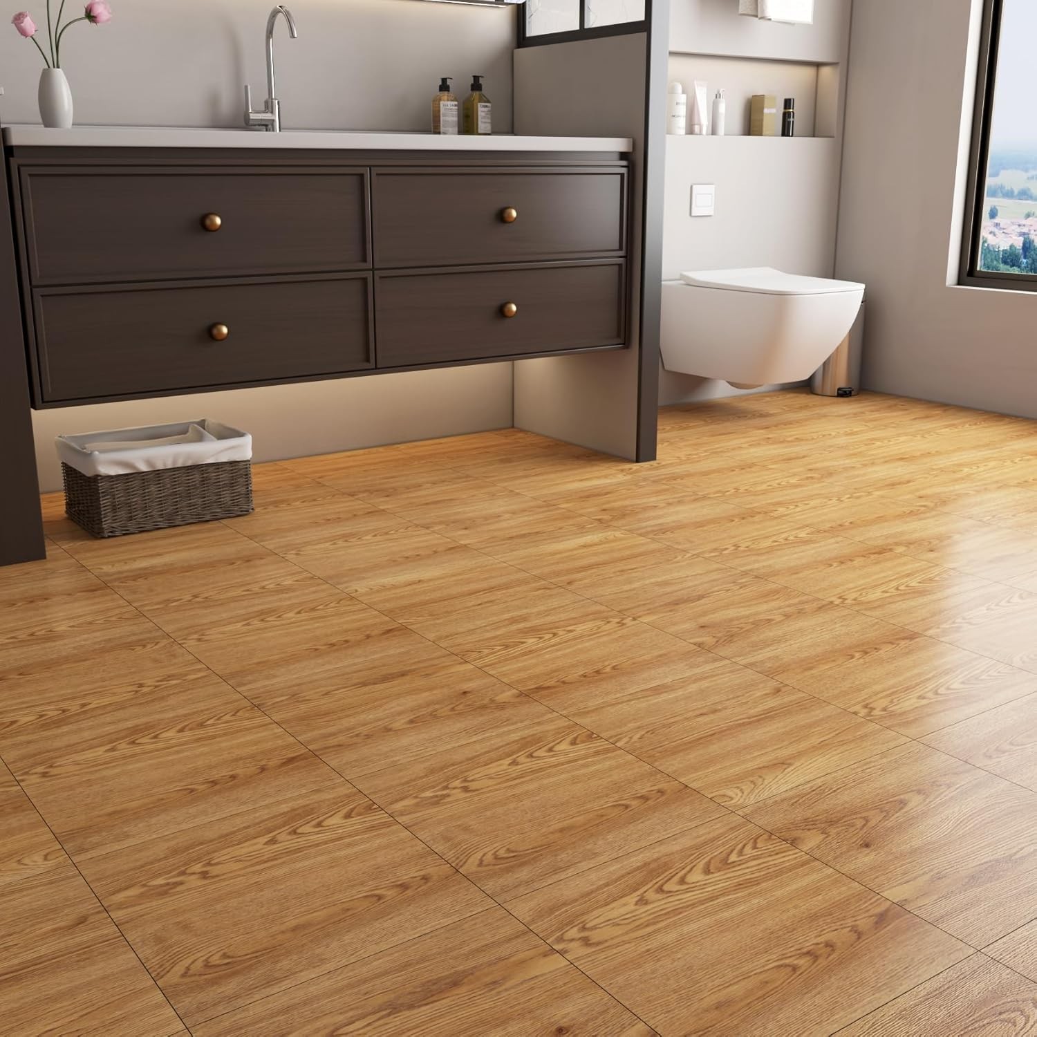 Self Adhesive Vinyl Flooring Peel and Stick Floor Tiles 12″x12″ Waterproof Scrat