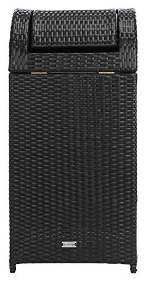 SAFAVIEH Outdoor – Serapis Trash Bin – Steel – Textured Surface Cylinder Black