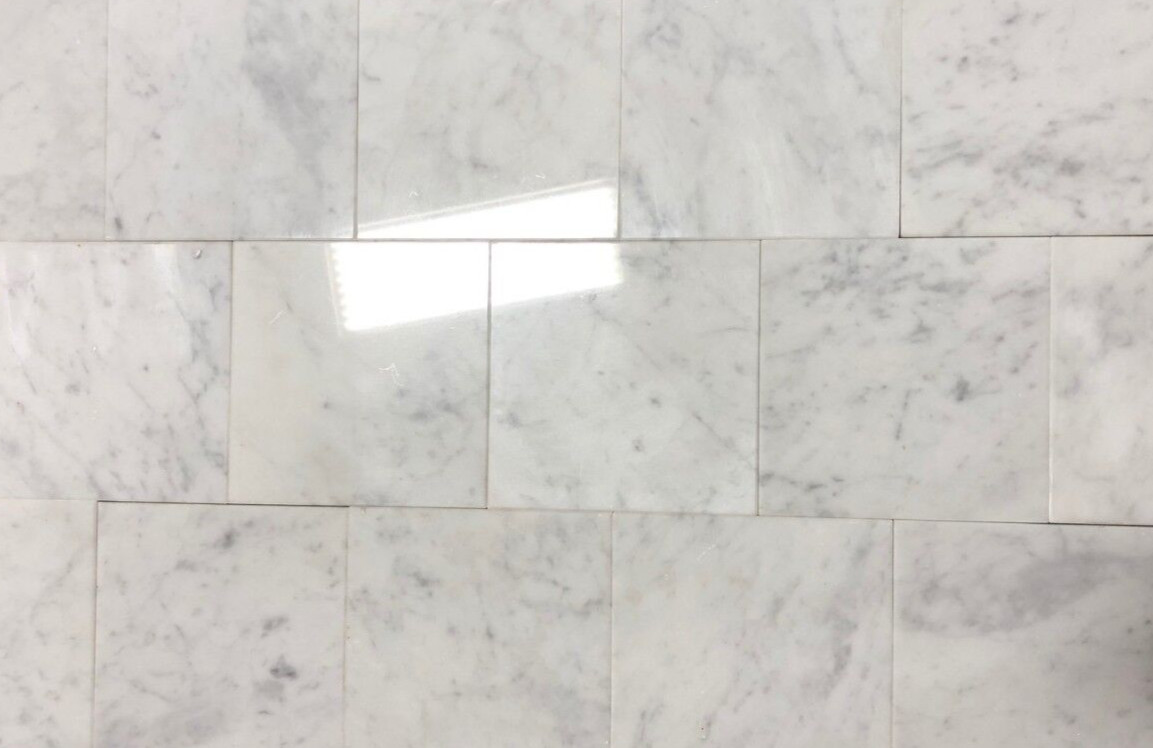 6×6 Italian Carrara Marble Polished Remodel Stone (1 Tile) Floor Border T-79