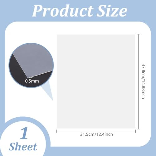 14.88×12.4inch Ultra Thin Silicone Rubber Sheet, 0.5mm Thick Waterproof