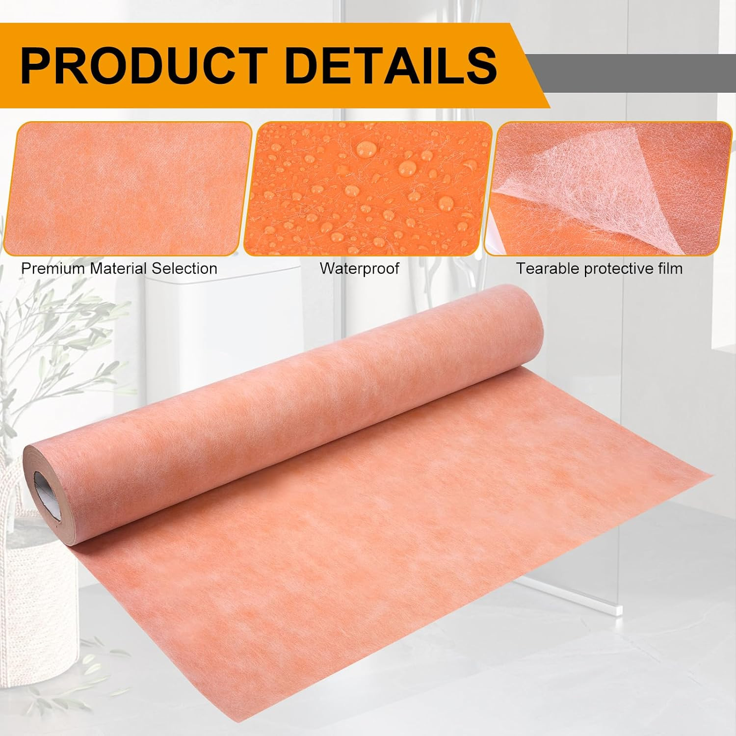 Waterproof Membrane for Showers, 3.3 Ft X 98.5 Ft (323 Sq Ft), Schluter Membrane