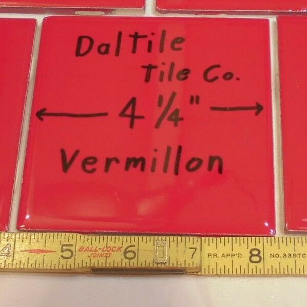 1 pc. Glossy Ceramic Tile *Vermillon*by Daltile…4-1/4″ Brilliant Red Color