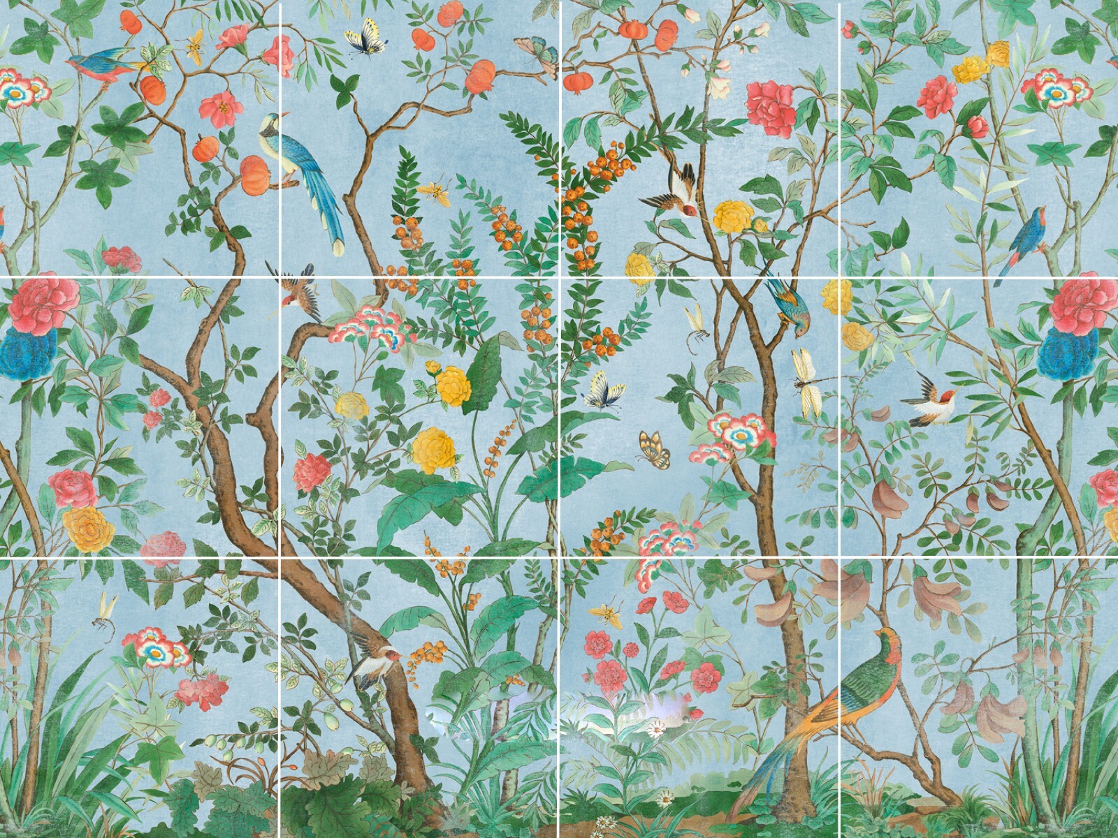 rose garden with butterfly dragonfly bird peacocks ceramic tile mural backsplash