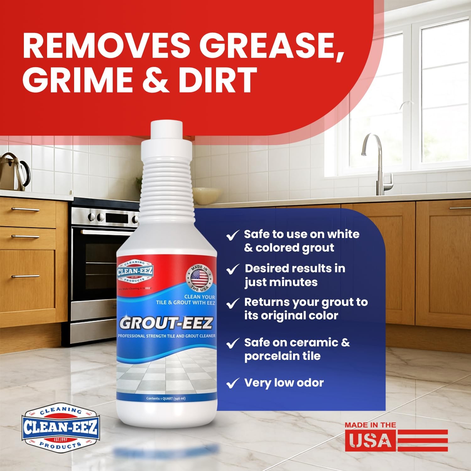 Grout Stain Remover 2 Pack with Stand-Up Brush Attachment for Tile Grout