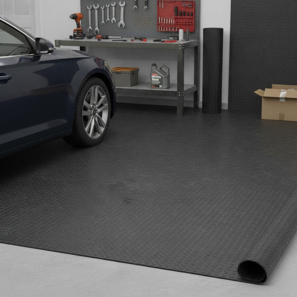 Diamond-Plate Rubber Flooring Roll (3mm x 4ft x 2ft) – Slip-Resistant Black Mat