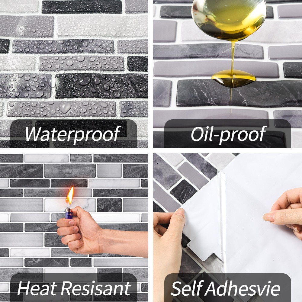 10pcs Peel and Stick Backsplash Thickened Subway Tiles, 12″x12″, Cover 10 Sq.Ft.