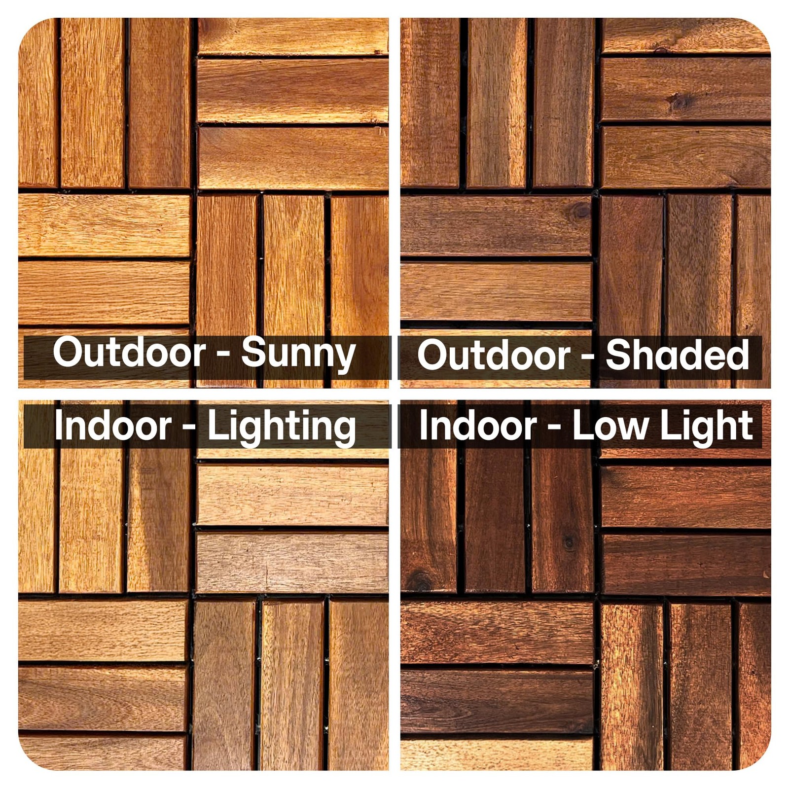 Wood Interlocking Deck Tiles – 12″X12″ Indoor & Outdoor Flooring Tiles for Balco