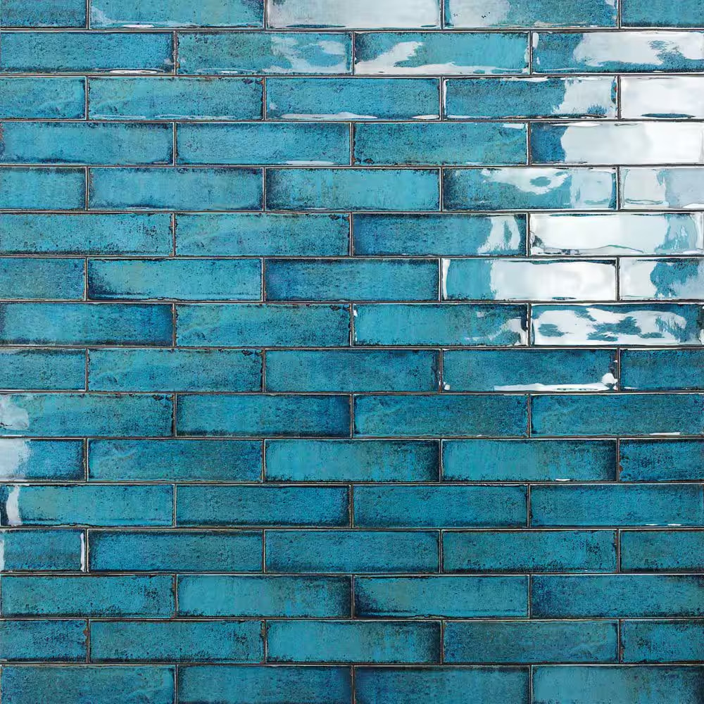 Moze Blue 3 In. X 12 In. 9 Mm Ceramic Wall Tile (22-Piece 5.38 Sq. Ft./ Box)