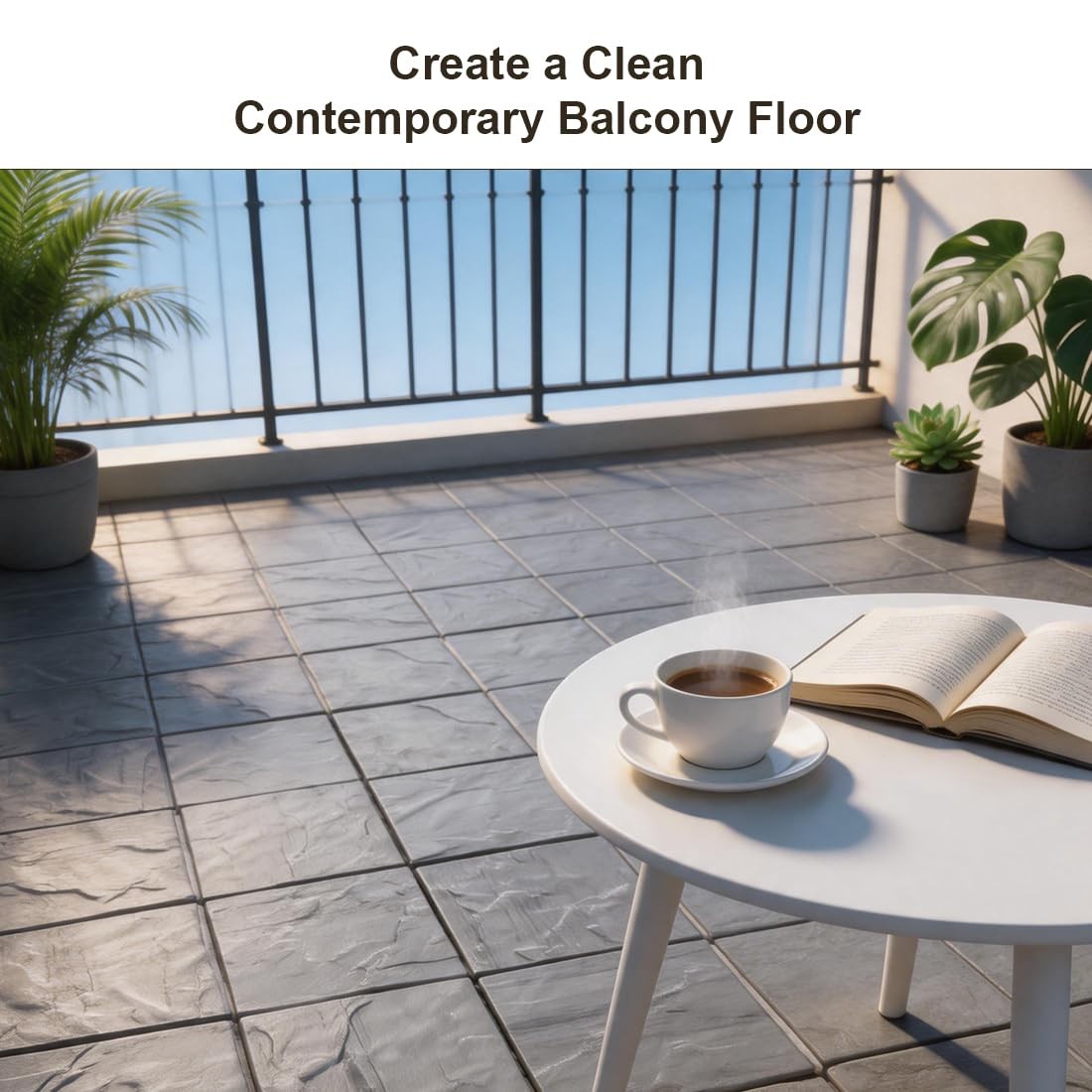 JJWOOD Stone-Look Interlocking Deck Tiles, 9 Pcs 12″ x 12″ WPC Patio Flooring…