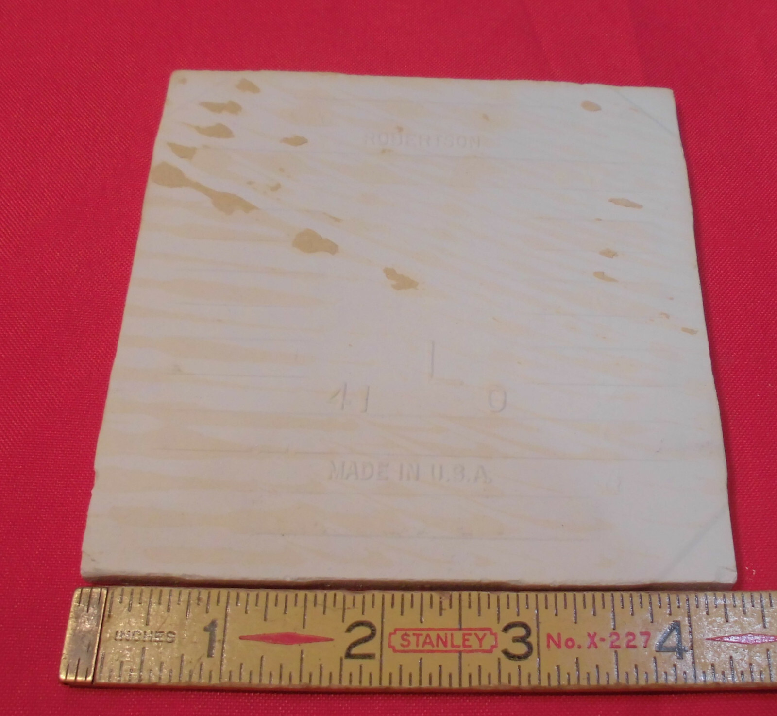 5 pcs. White Speckled; tiny light & dark specks 4-5/16″- 4-3/8″ Robertson Tile