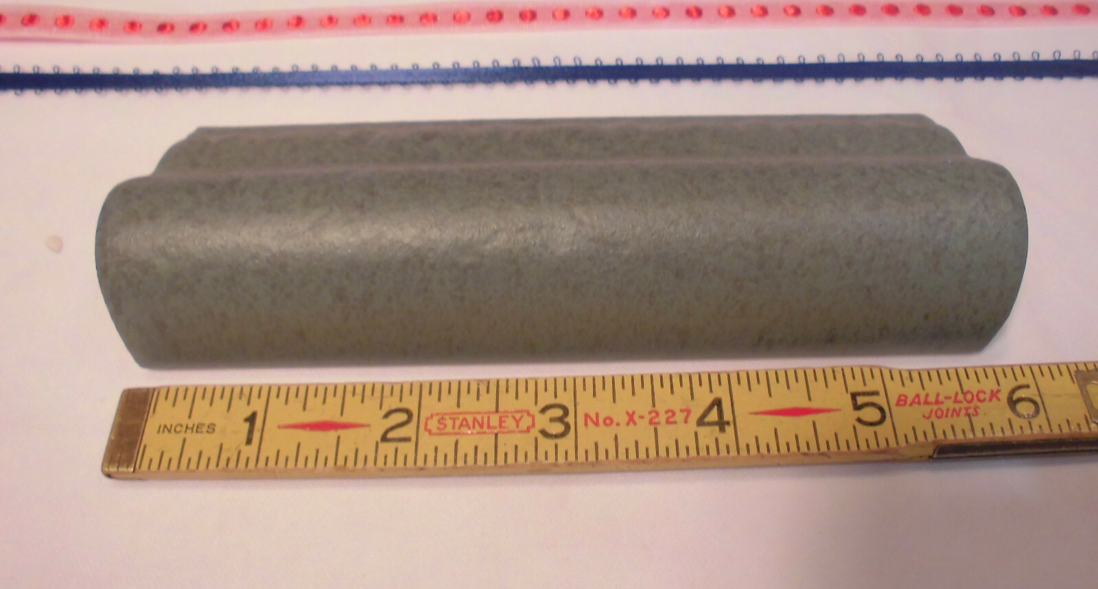 1 pc. *Gray Green* V Cap Ceramic Trim Tile; Counter-top Edging: Matte 2″ X 6″