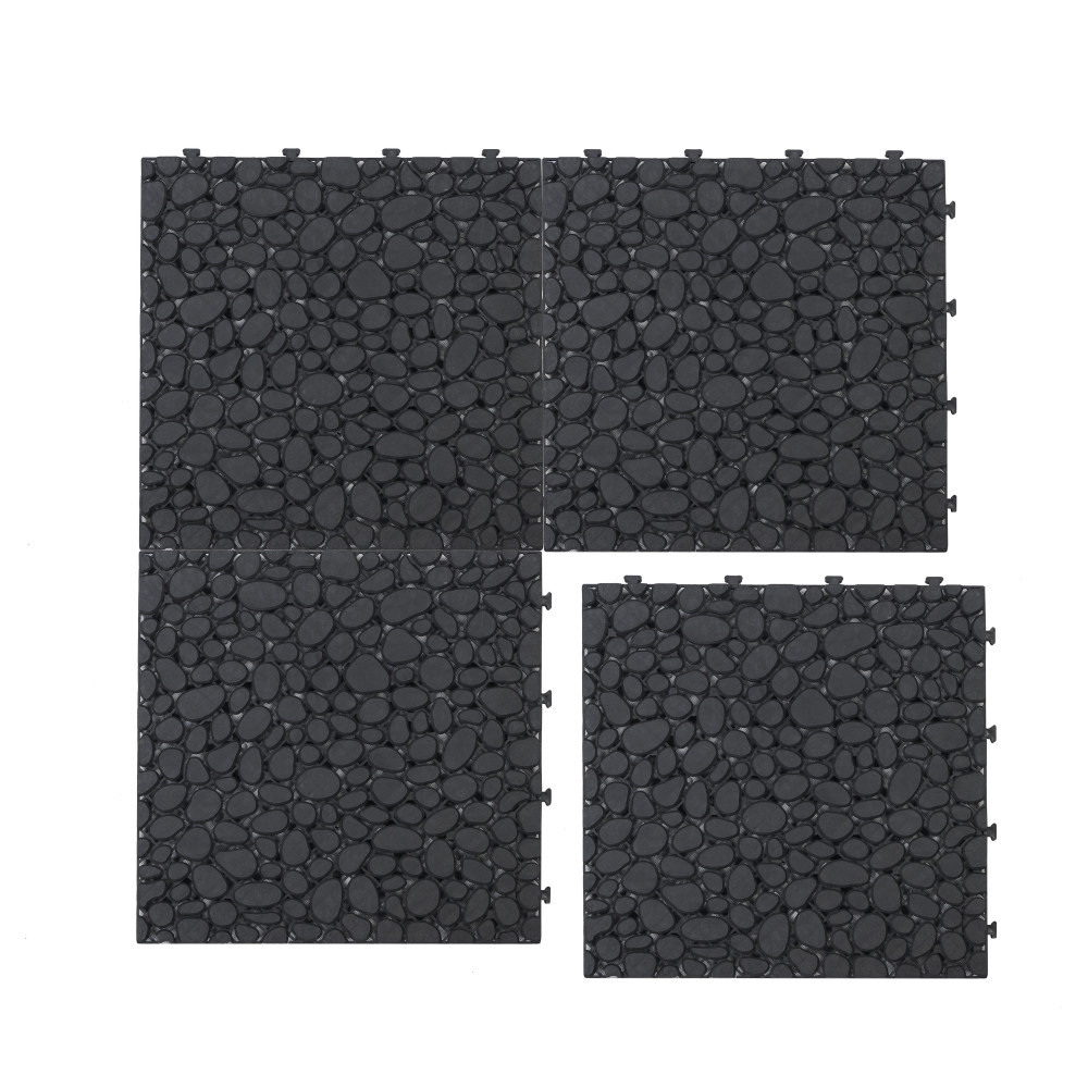 60Pcs 12 x 12 Inch Black Interlocking Deck Tiles Plastic Anti-slip Bathroom
