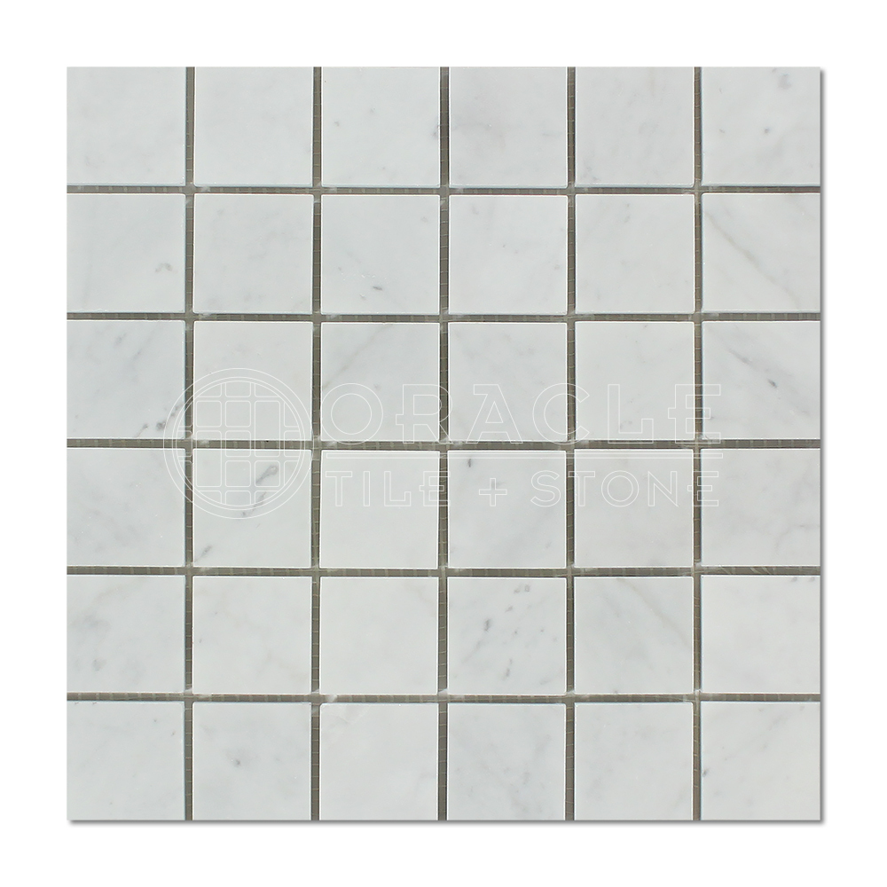 Carrara White Italian (Bianco Carrara) Marble 2″ X 2″ Mosaic Tile