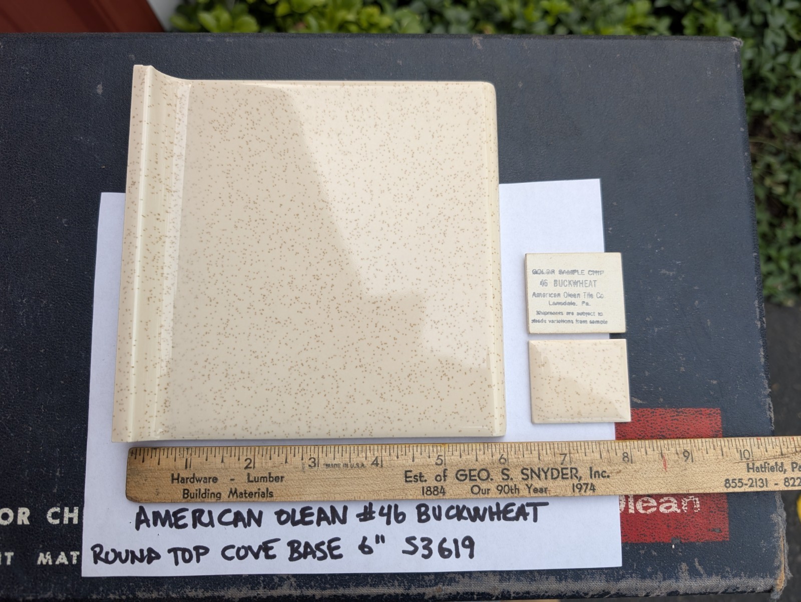 1 pc American Olean Ceramic Tile Round Top Cove Base 6″ S3619 Buckwheat #46 NOS