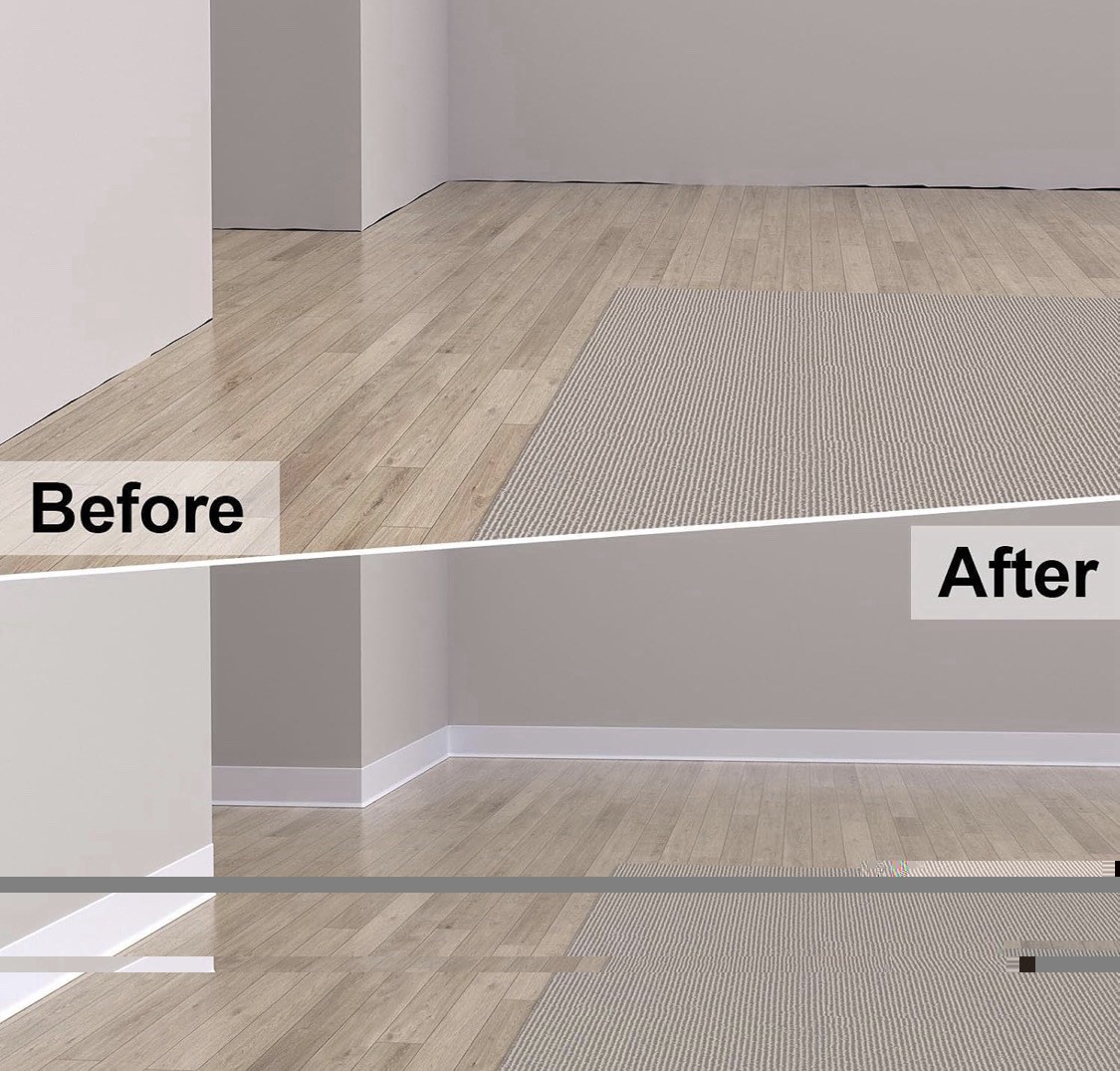 40Ft Flexible Baseboard Molding Trim 4″ Self Adhesive Peel Stick Vinyl White