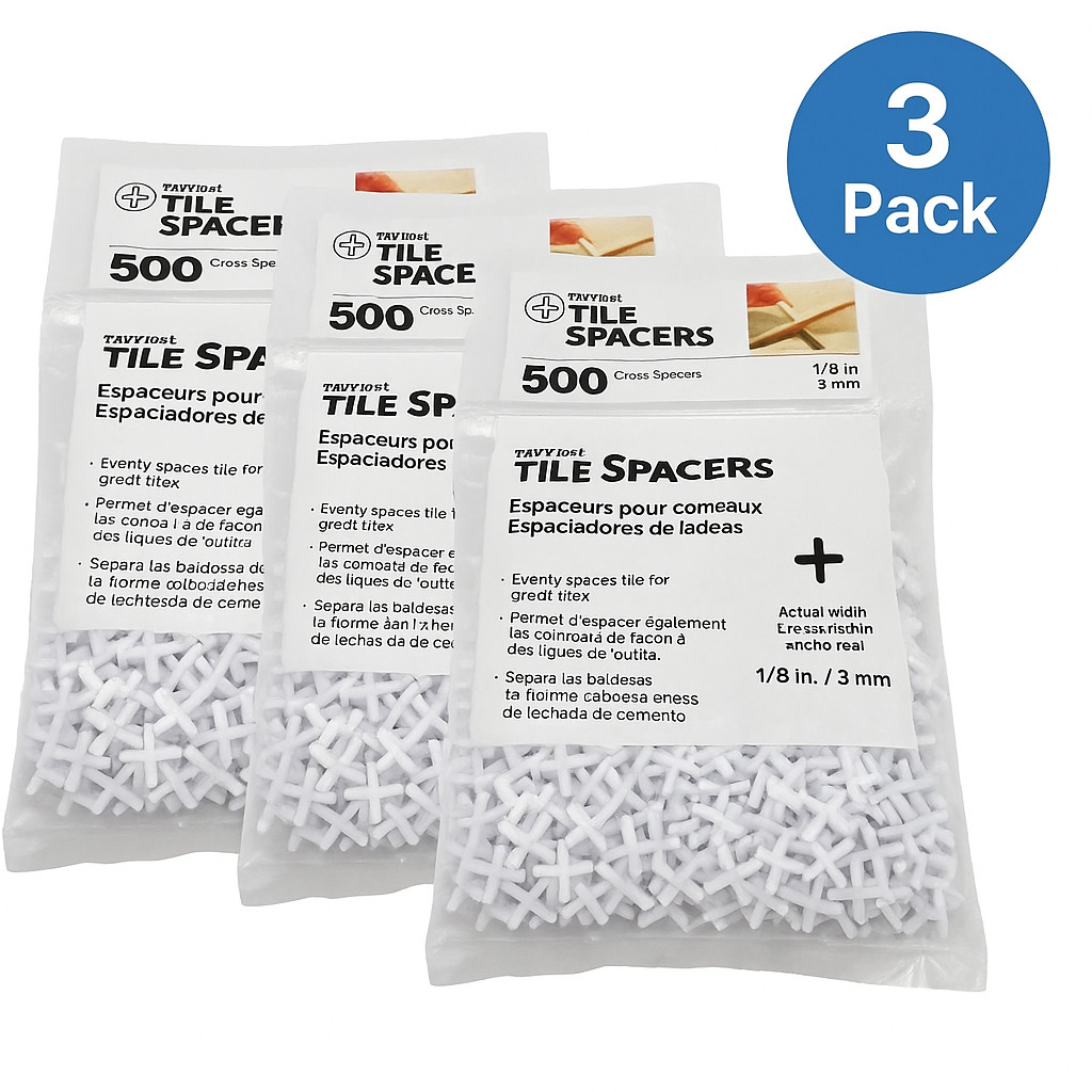 Tavy Basix Tile Spacers 1/8″ White 500/Bag 3 Pack New