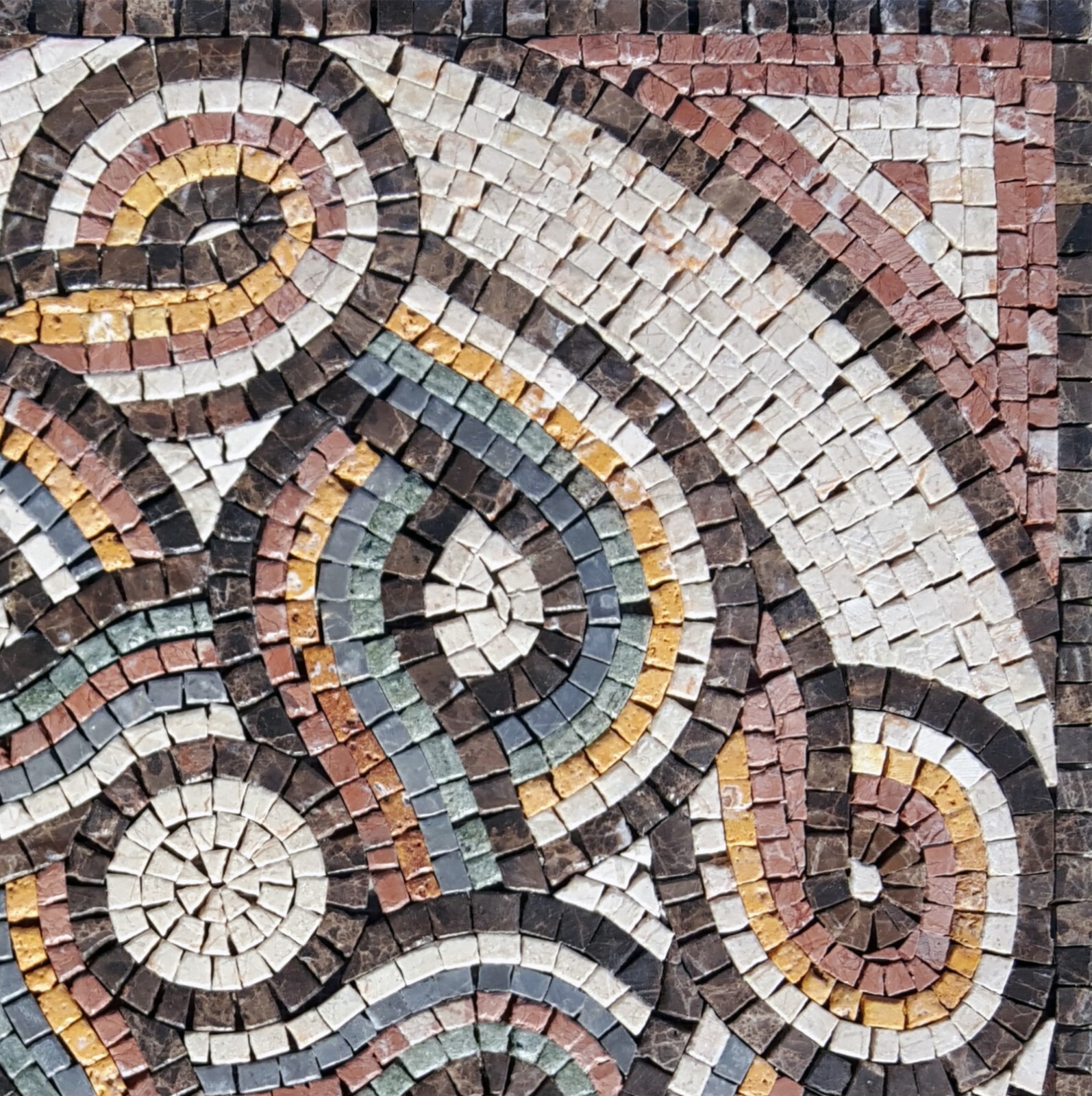 Handmade Multicolored Striped Looping Pattern Mosaic Tile