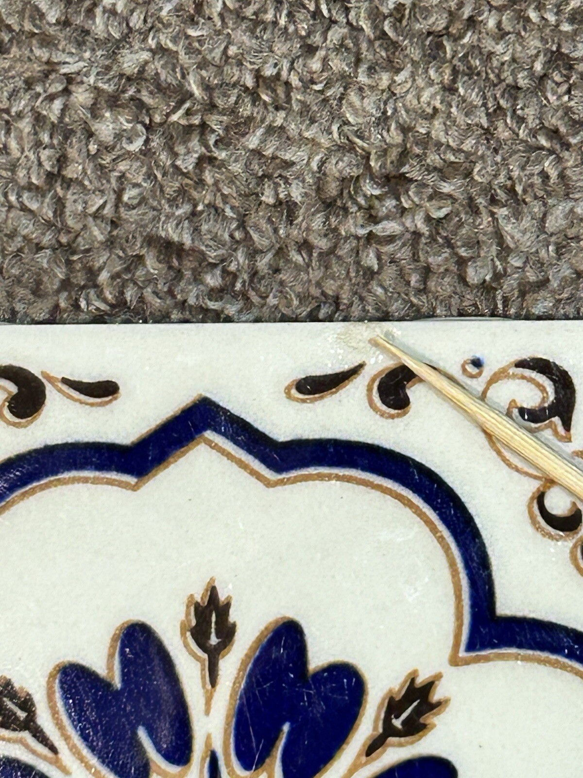 Lot of 2- 6 x 6 inch X 1/4 inch DAL-TILE Made In Mexico Blue-Brown