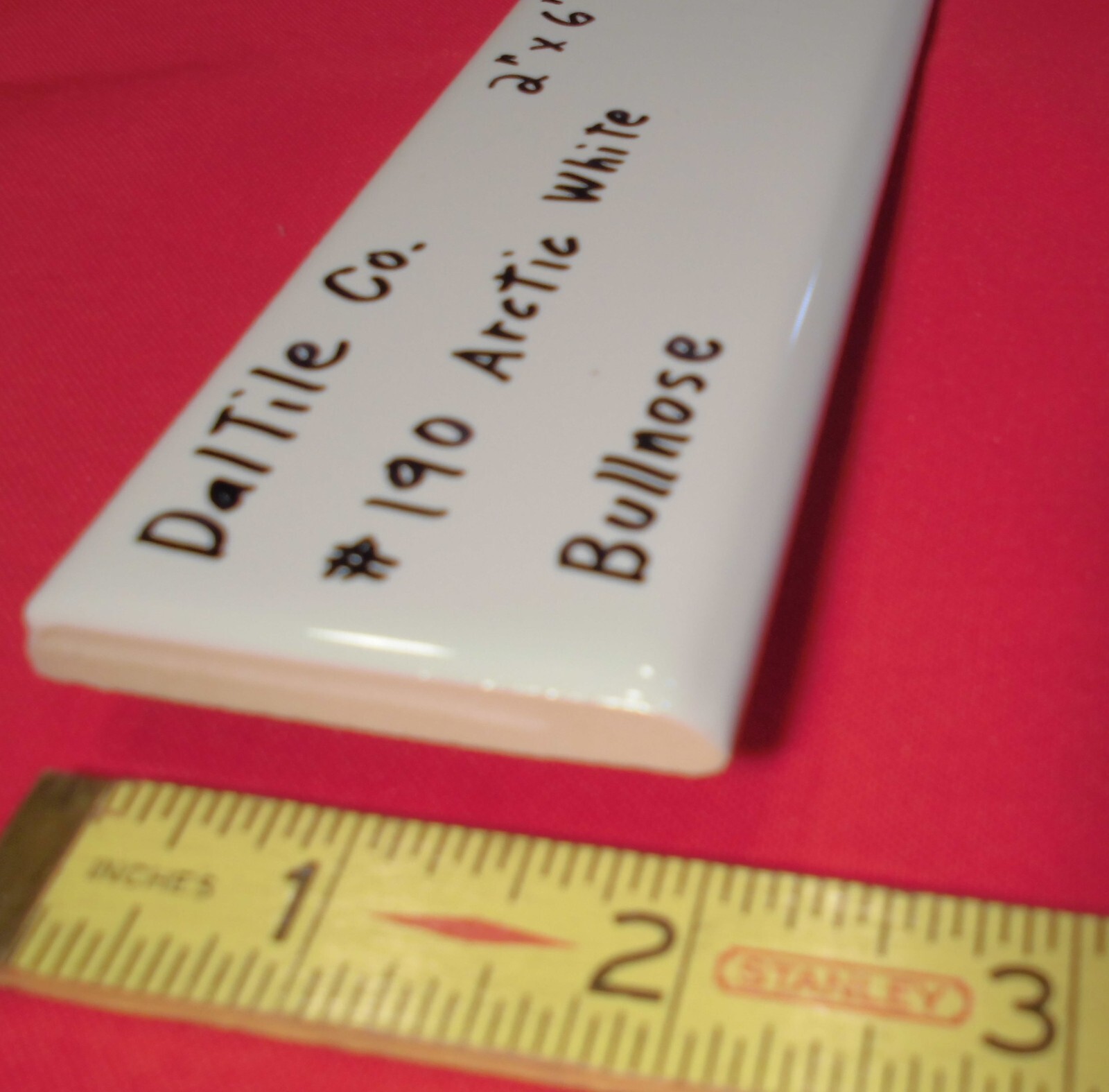 1 pc. Glossy Arctic White: 2″ X 6″ Bullnose Ceramic Tiles by Daltile, New Stock