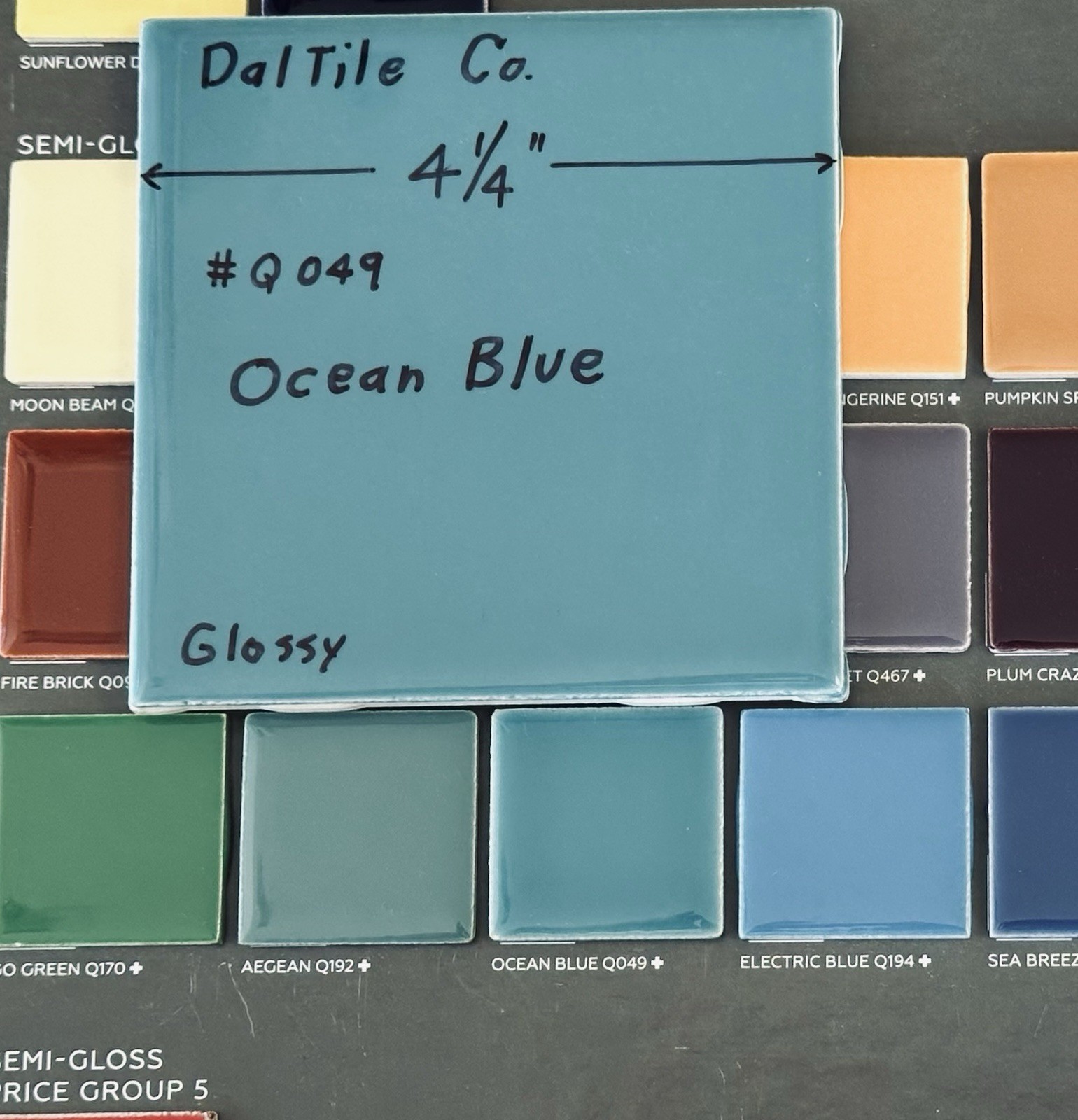 1 pc. Ocean Blue: Brilliant Gloss Ceramic Tile by Daltile…4-1/4″ Best Quality