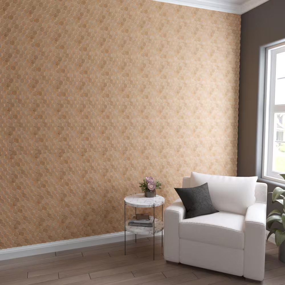 11-7/8 In. W X 11-7/8 In. H X-1/2 In. P Small Honeycomb Wood Mosaic Wall Tile, P