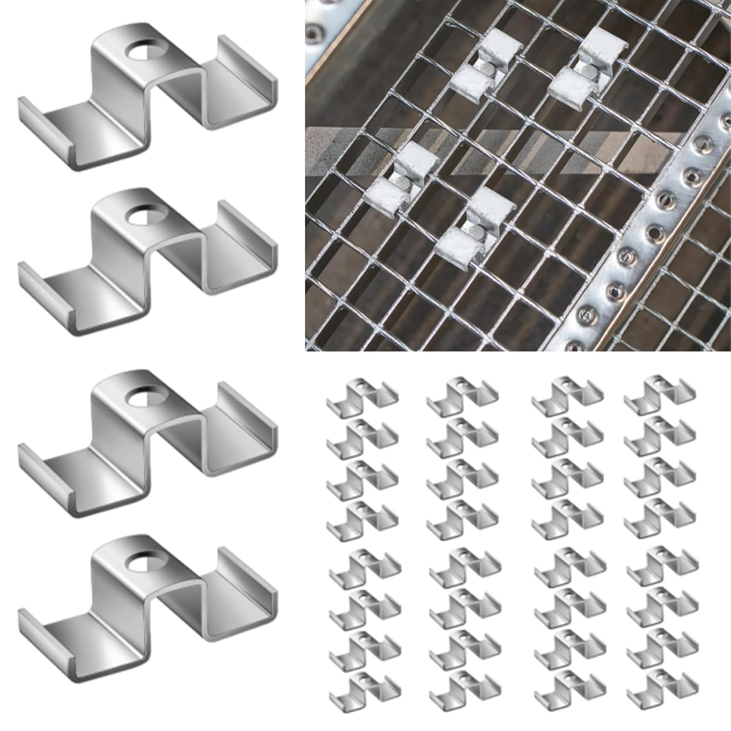 100 Pcs Grating Clips for Galvanized Carbon Steel Bar Saddle Clips for Drainage