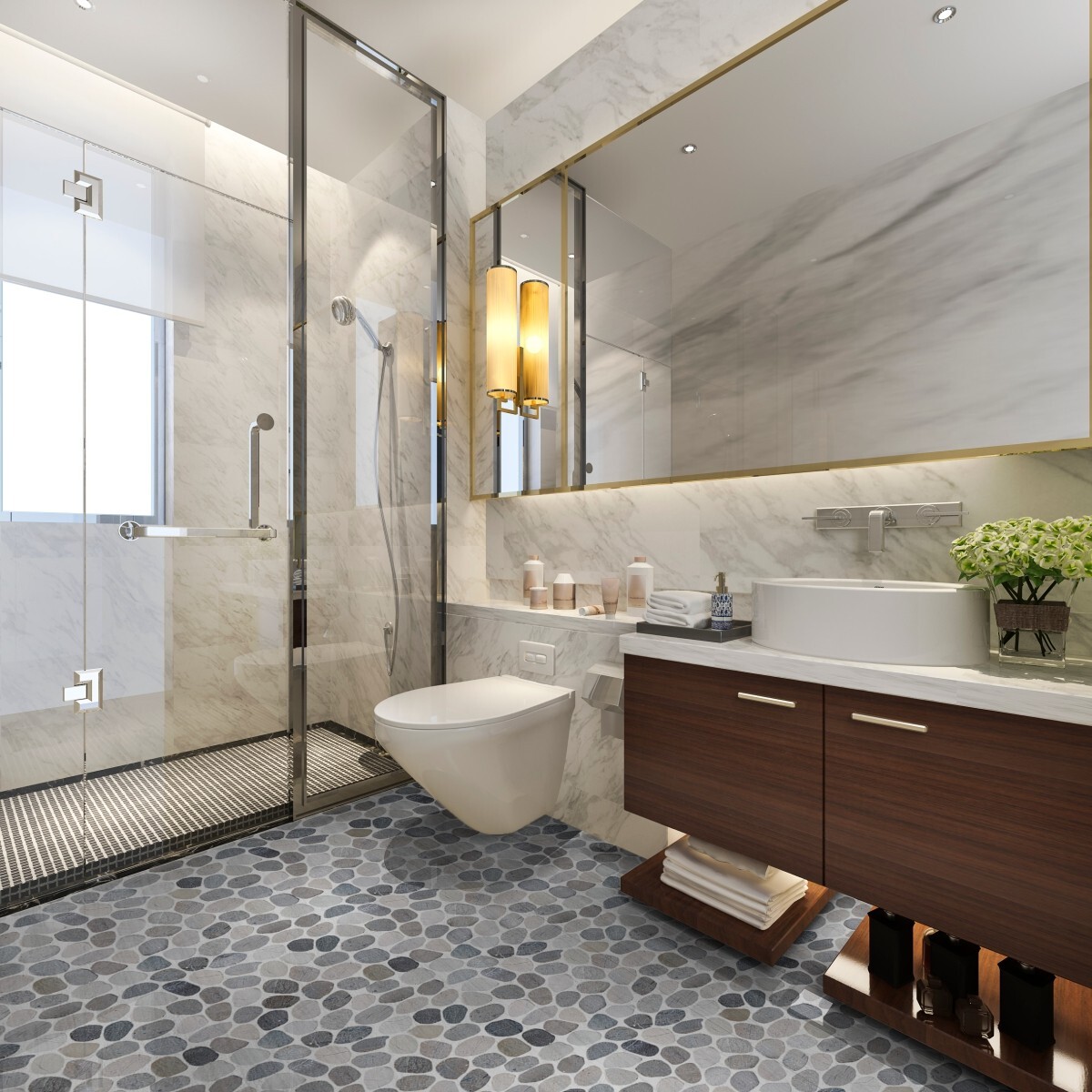 Cloud Sliced Pebble Mosaic Wall & Floor Tile ($10.48/SqFt)